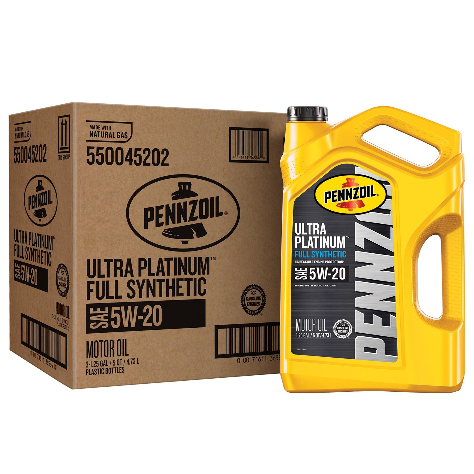 Pennzoil Ultra Platinum Full Synthetic 0W-20 Motor Oil, 1 Quart (6 Pack)