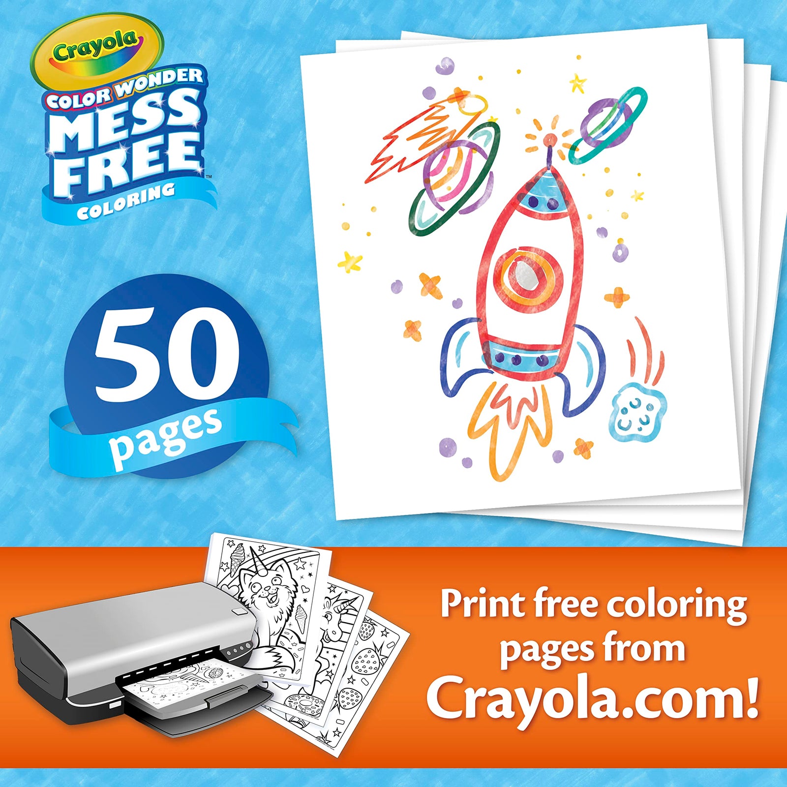 Crayola Color Wonder Mess Free Coloring Pages (50ct), Create Your Own Coloring Pages, Blank Color Wonder Refill, Toddler Toys & Gifts