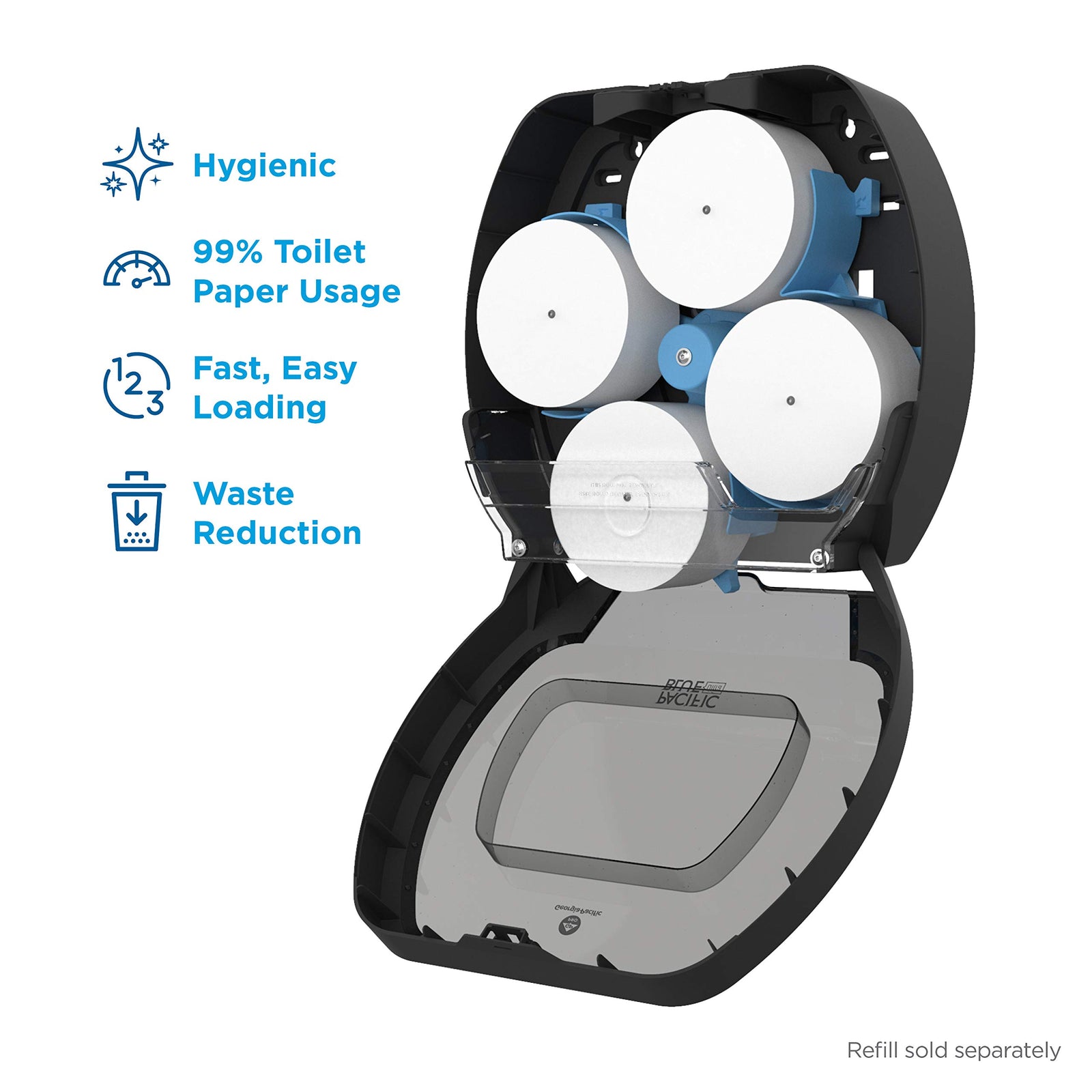 Georgia-Pacific Single-Roll Jumbo Toilet Paper Dispenser by GP PRO (Georgia-Pacific), Translucent Smoke, 59009, 10.610" W x 5.390" D x 11.290" H