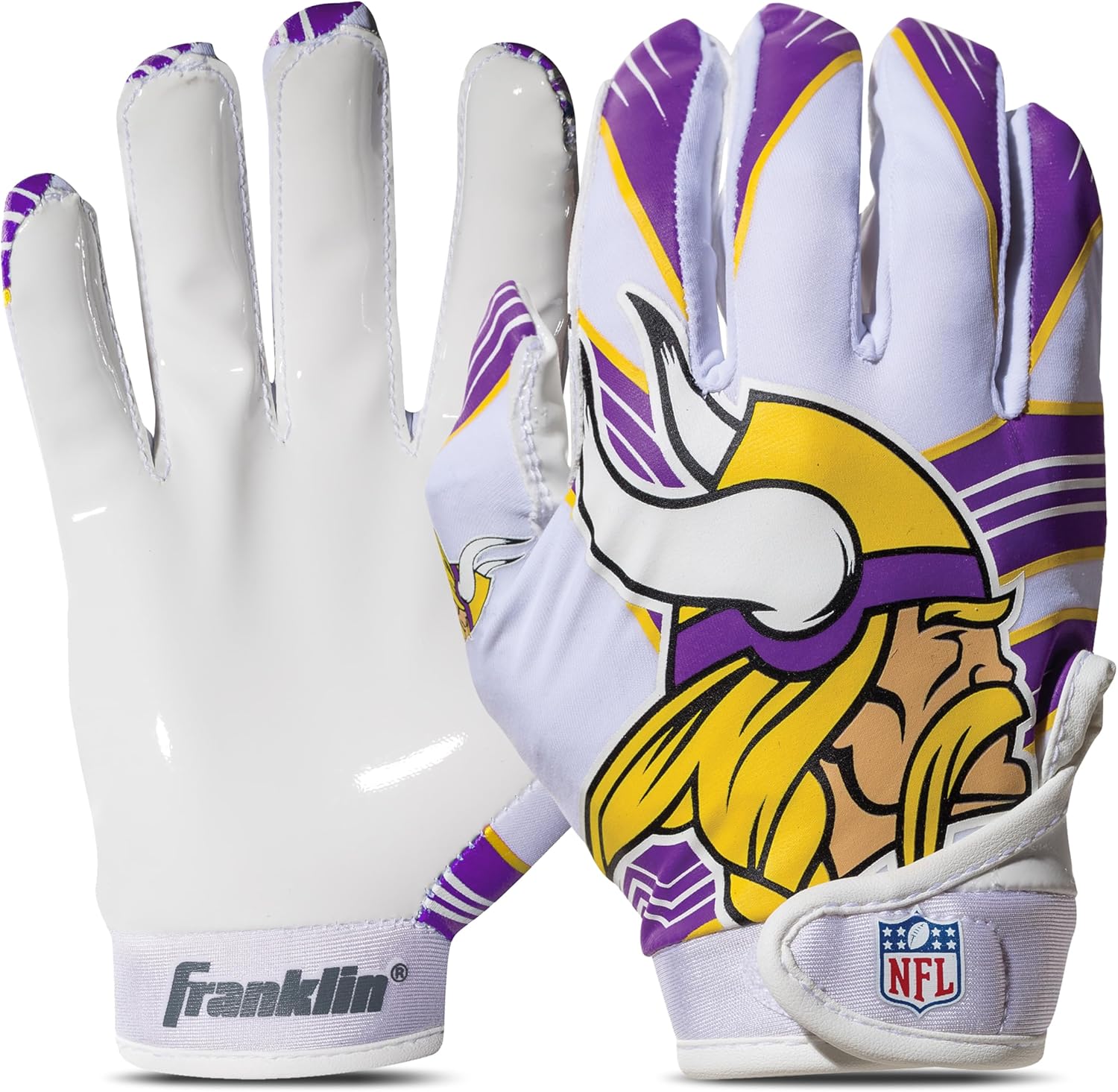 Franklin Sports Youth NFL Football Receiver Gloves - Kids Football Gloves Pair - NFL Team Logos and Silicone Palm