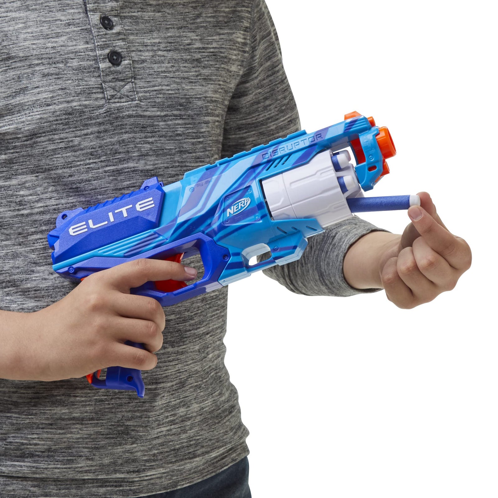 NERF Elite Disrupter Blaster - 6-Dart Rotating Drum, Slam Fire, Translucent Red (Amazon Exclusive)