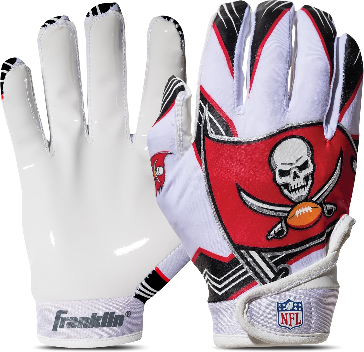 Franklin Sports Youth NFL Football Receiver Gloves - Kids Football Gloves Pair - NFL Team Logos and Silicone Palm