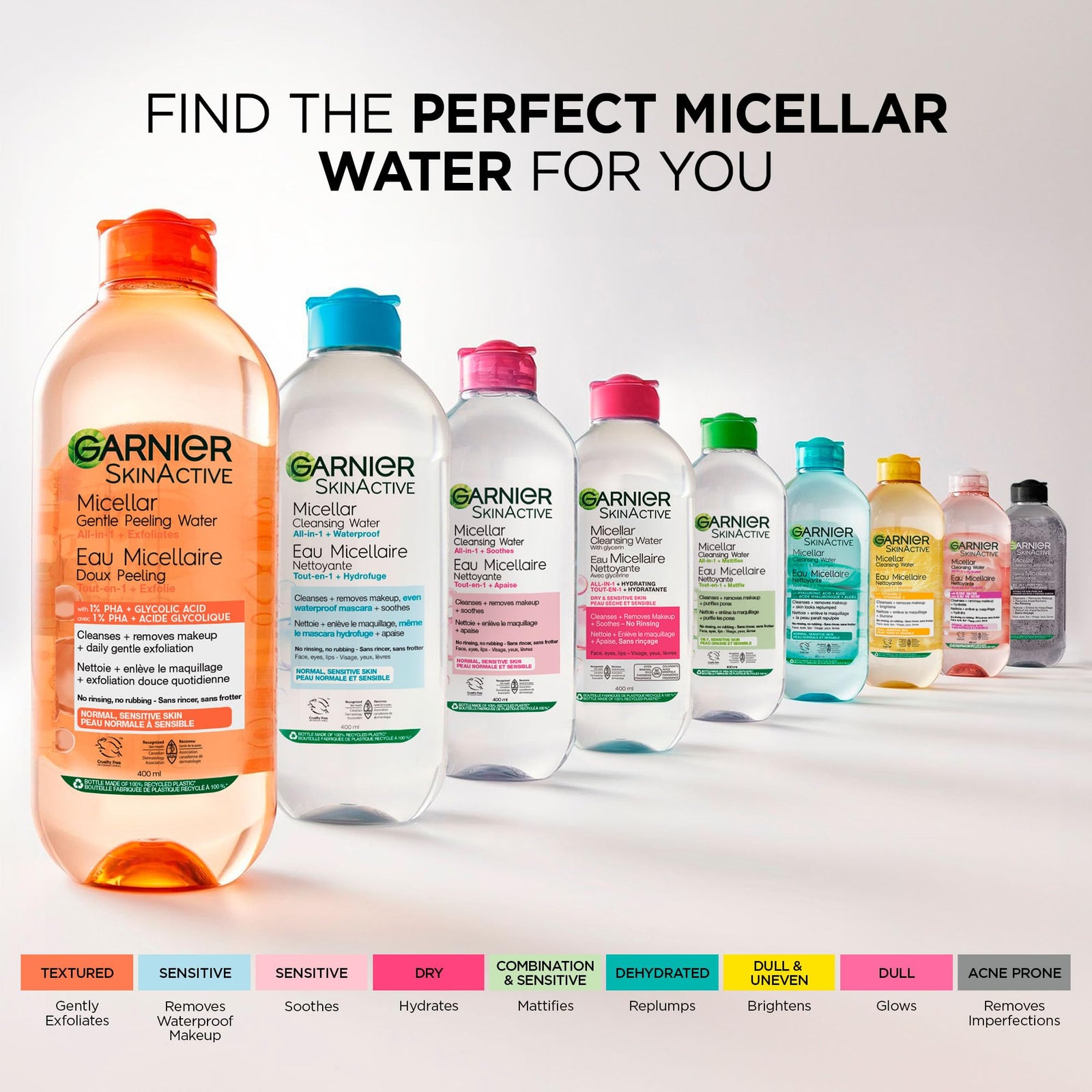 Garnier Micellar Water For Waterproof Makeup, Hydrating Facial Cleanser & Makeup Remover, Suitable for Sensitive Skin, Vegan, Cruelty Free, 13.5 Fl Oz (400mL), 1 Count