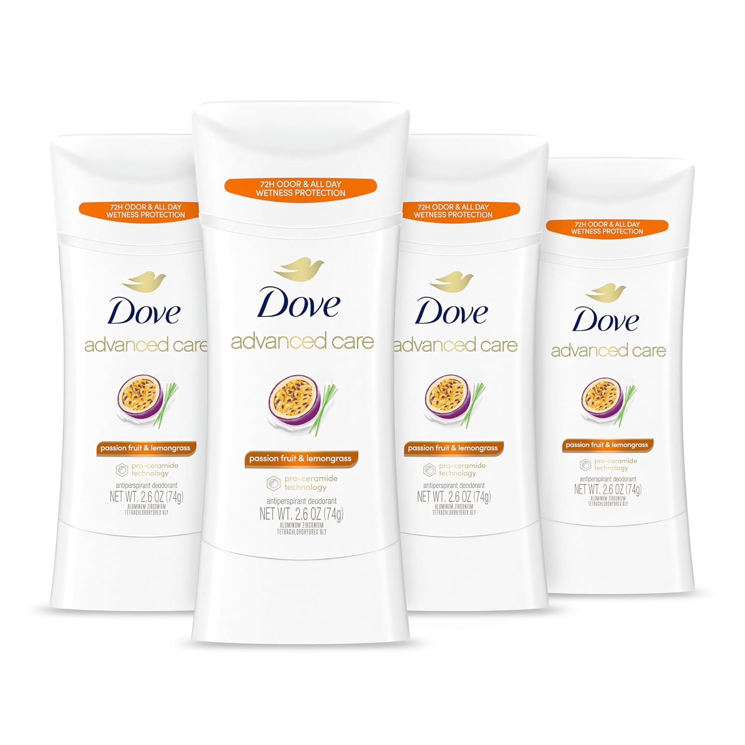 Dove Advanced Care Antiperspirant Deodorant Stick Cool Essentials 4 ct for helping your skin barrier repair after shaving 72 hour odor control and sweat protection with Pro Ceramide Technology 2.6 oz