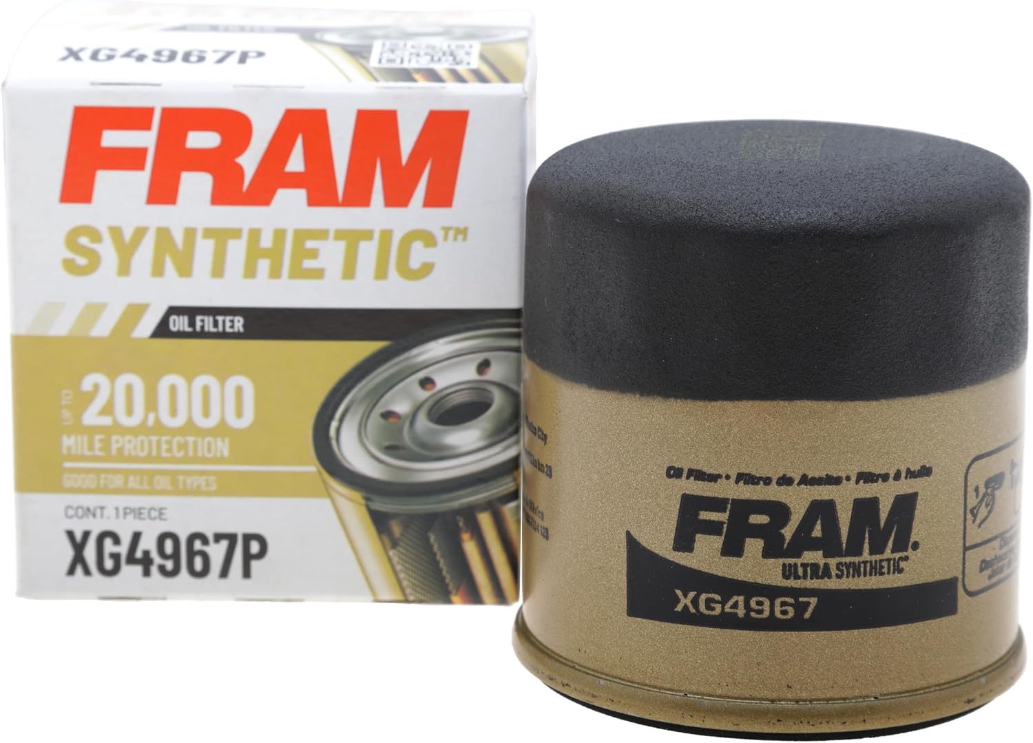 FRAM Synthetic XG4967P 20K Mile Change Automotive Replacement Engine Oil Filter for Synthetic Oil Changes, Premium Vehicle Engine Protection Oil Filter for Select Vehicle Model Years