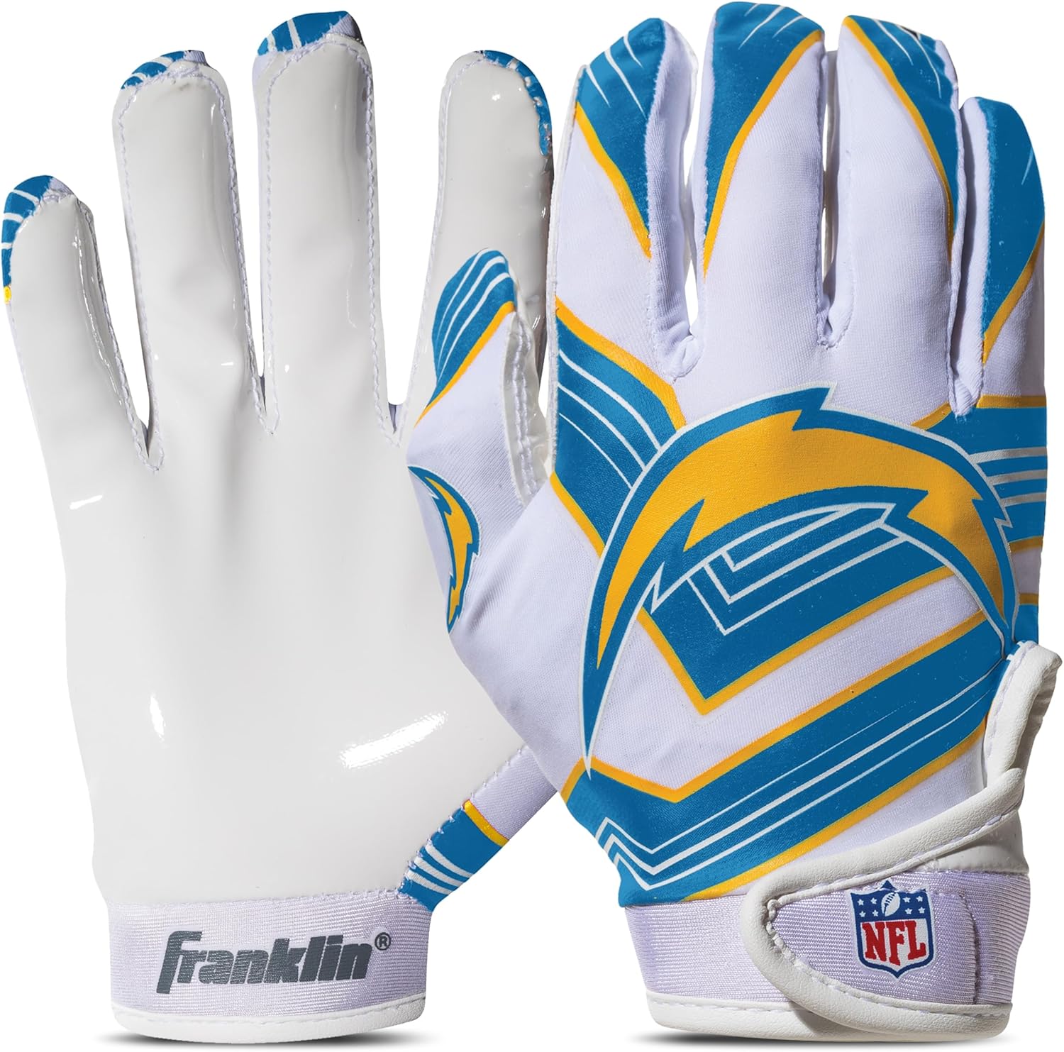 Franklin Sports Youth NFL Football Receiver Gloves - Kids Football Gloves Pair - NFL Team Logos and Silicone Palm