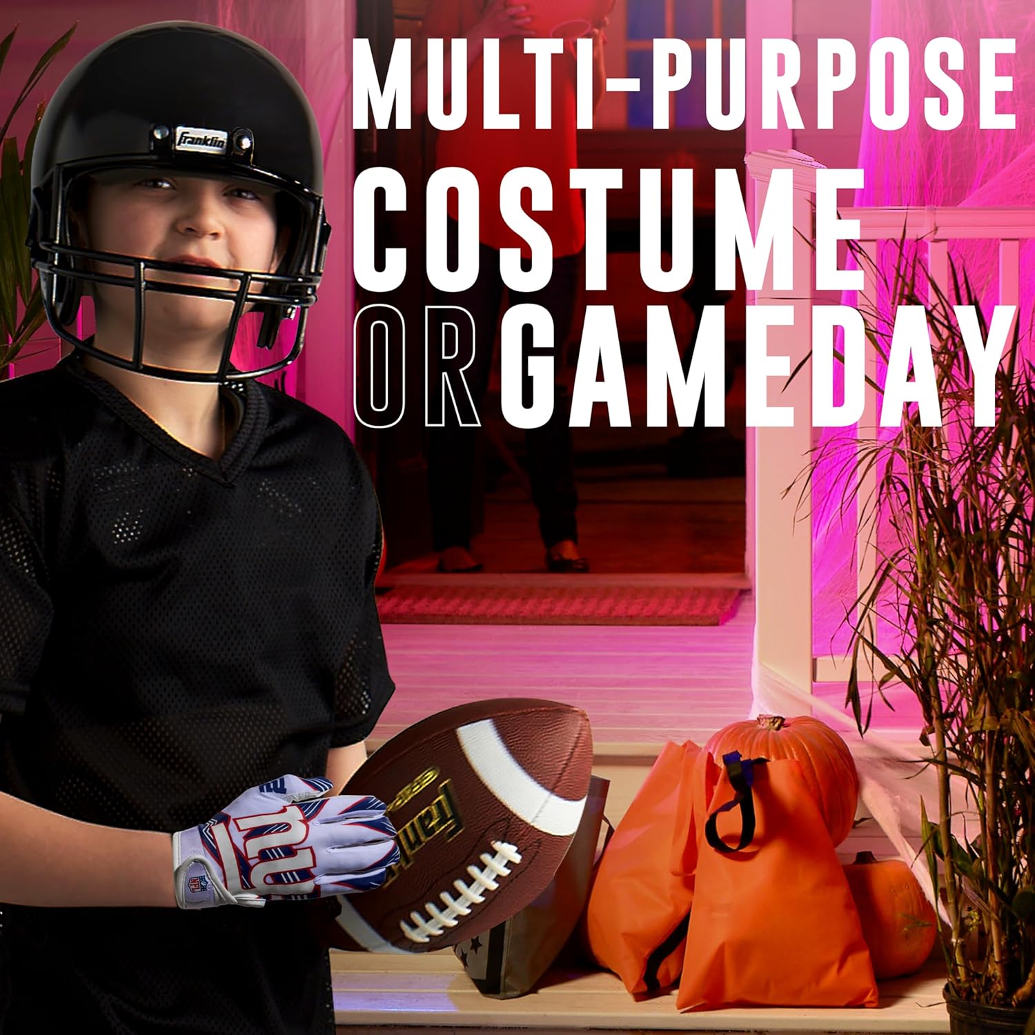 Franklin Sports Youth NFL Football Receiver Gloves - Kids Football Gloves Pair - NFL Team Logos and Silicone Palm