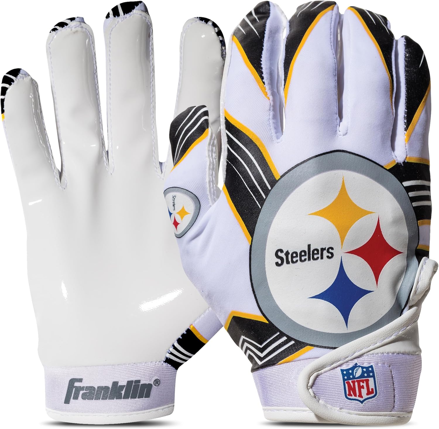 Franklin Sports Youth NFL Football Receiver Gloves - Kids Football Gloves Pair - NFL Team Logos and Silicone Palm