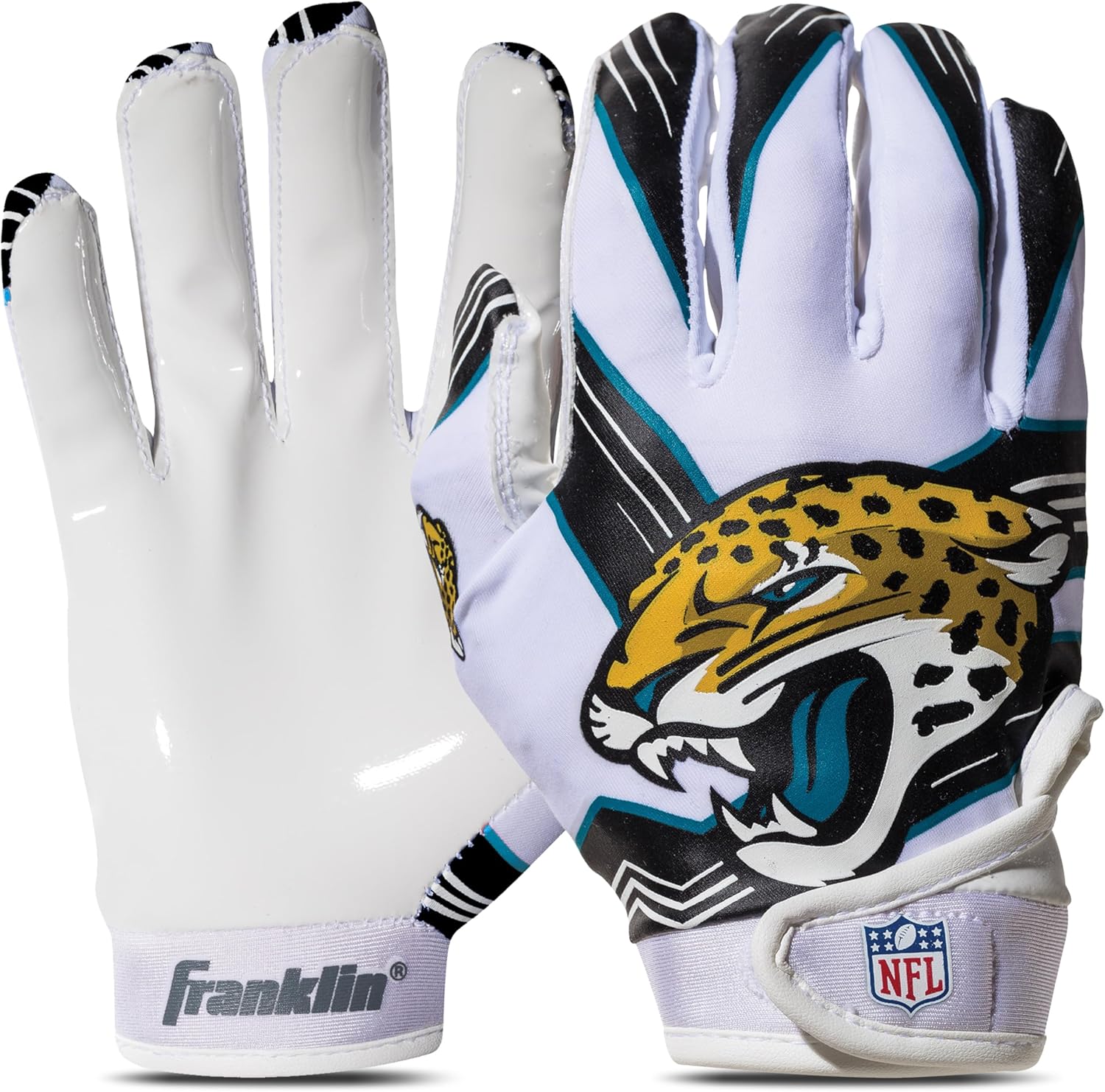 Franklin Sports Youth NFL Football Receiver Gloves - Kids Football Gloves Pair - NFL Team Logos and Silicone Palm