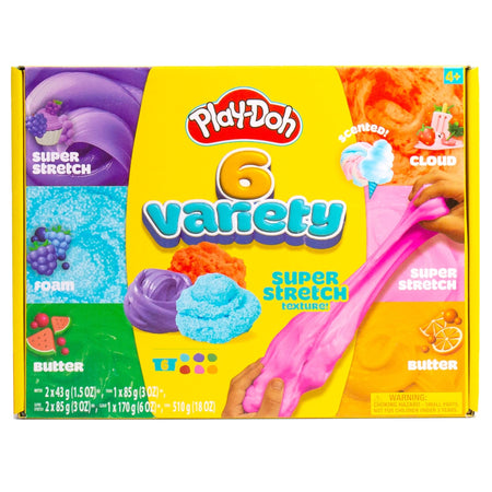 Play-Doh 6 Variety Compounds - Super Stretch, Play Foam, Butter, Cloud, Compound Packs