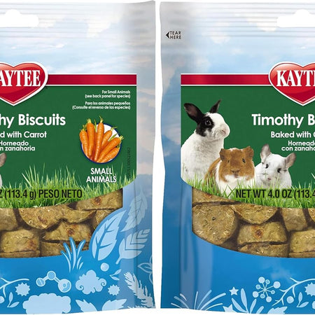 Kaytee Timothy Biscuits Baked Treat for Pet Guinea Pigs, Rabbits & Other Small Animals, Carrot, 4 oz (Pack of 2)