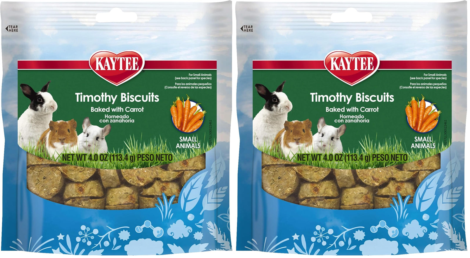 Kaytee Timothy Biscuits, Apple, for Guinea Pigs & Rabbits | Baked Treat | 4 oz | Pack of 2 | Small Animals