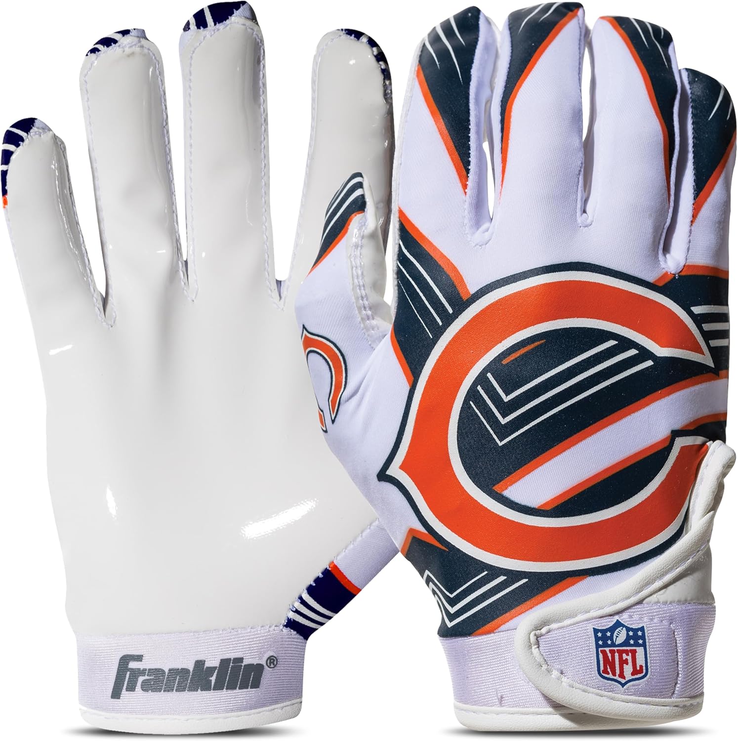 Franklin Sports Youth NFL Football Receiver Gloves - Kids Football Gloves Pair - NFL Team Logos and Silicone Palm