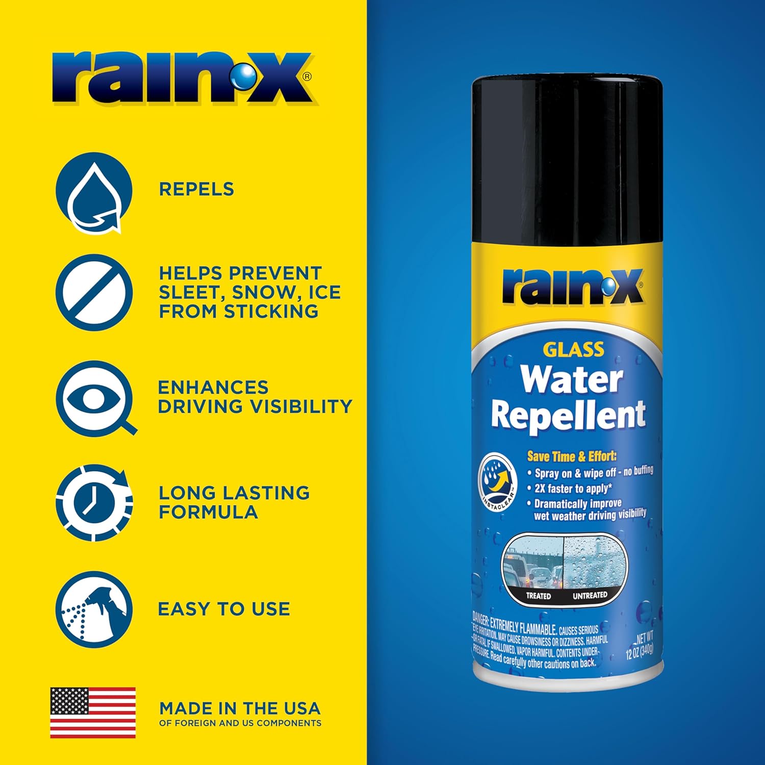 Rain-X 630168 Glass Water-Repellent Aerosol 12 oz.
