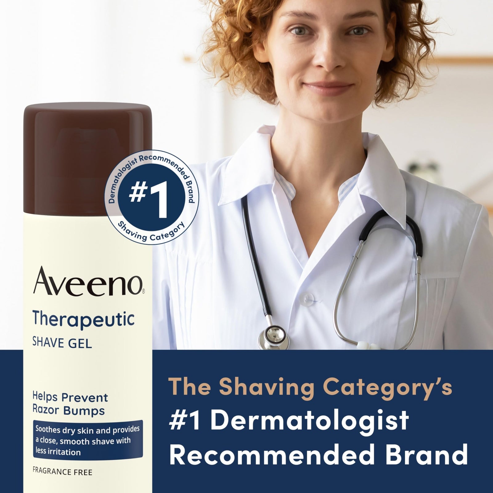 Aveeno Therapeutic Shave Gel with Oat and Vitamin E to Help Prevent Razor Bumps, Soothes Dry Skin and Provides a Close, Smooth Shave with Less Irritation, Fragrance-Free, 7 oz
