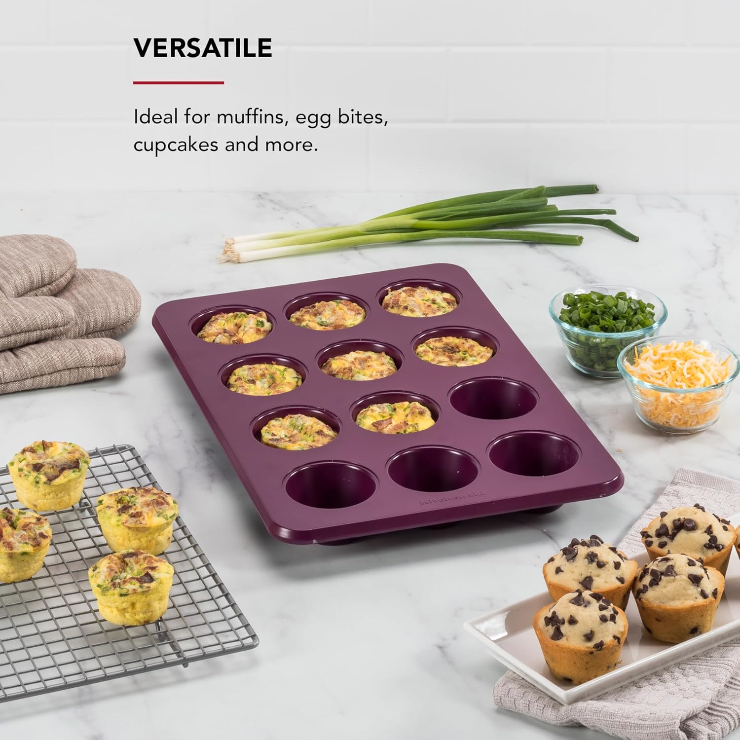 KitchenAid Non-stick Muffin Pan, 12 Cup, Evergreen