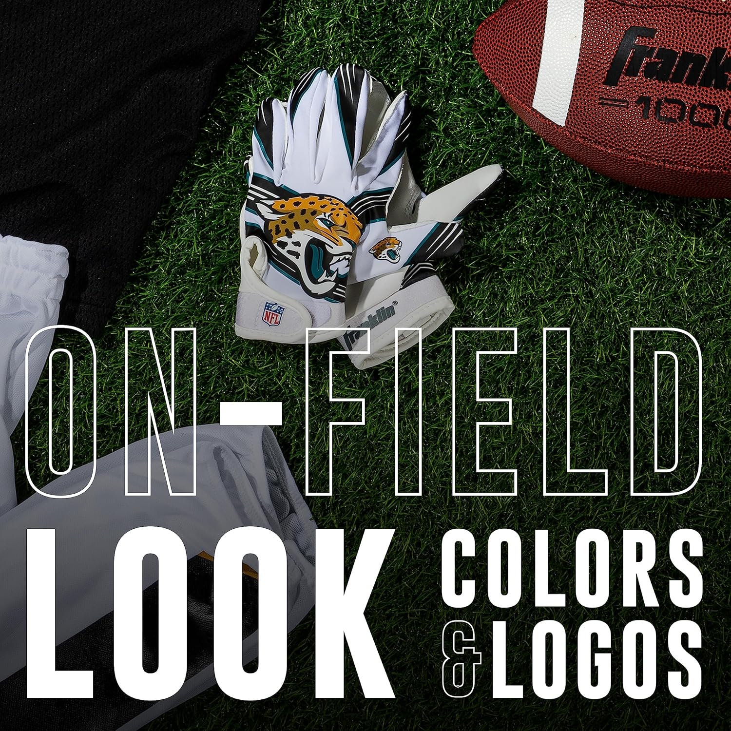 Franklin Sports Youth NFL Football Receiver Gloves - Kids Football Gloves Pair - NFL Team Logos and Silicone Palm