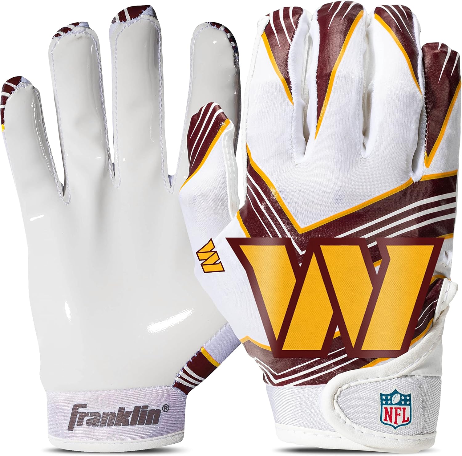 Franklin Sports Youth NFL Football Receiver Gloves - Kids Football Gloves Pair - NFL Team Logos and Silicone Palm