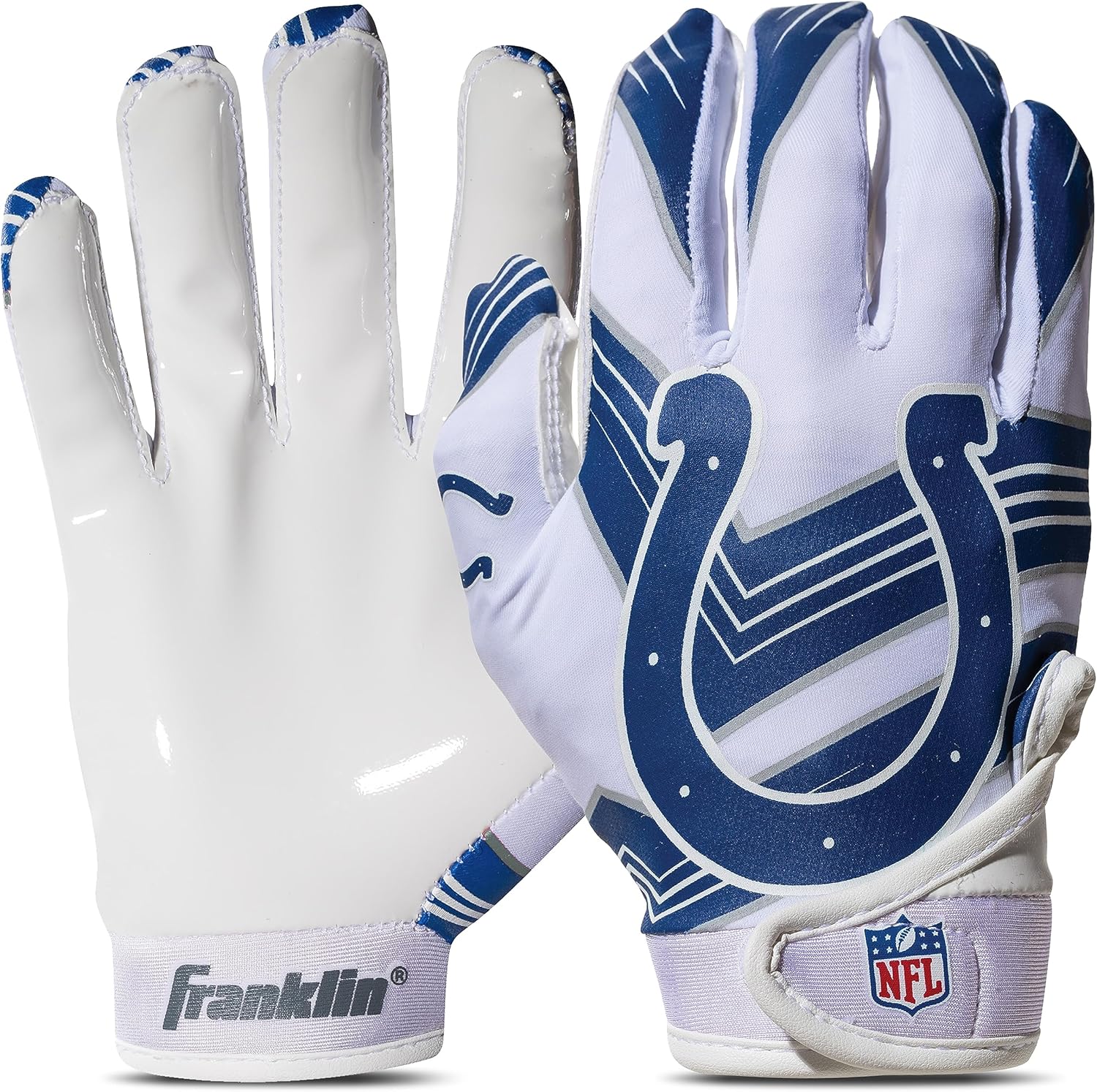 Franklin Sports Youth NFL Football Receiver Gloves - Kids Football Gloves Pair - NFL Team Logos and Silicone Palm