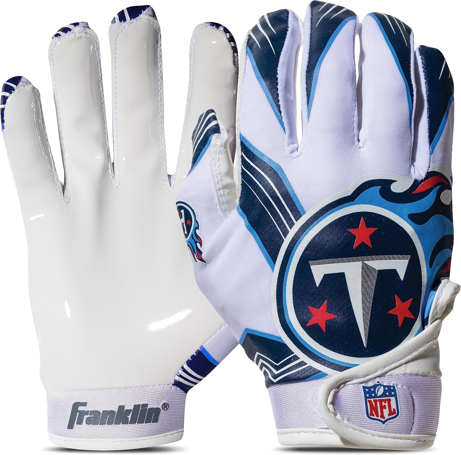 Franklin Sports Youth NFL Football Receiver Gloves - Kids Football Gloves Pair - NFL Team Logos and Silicone Palm