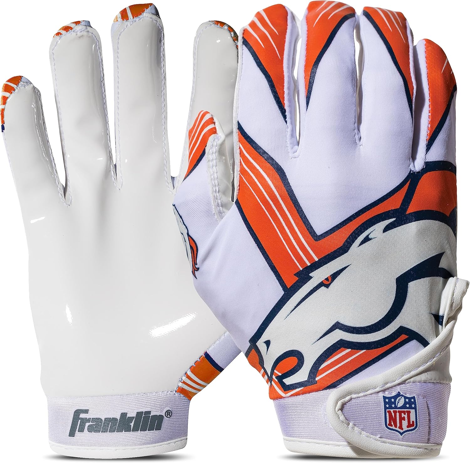 Franklin Sports Youth NFL Football Receiver Gloves - Kids Football Gloves Pair - NFL Team Logos and Silicone Palm