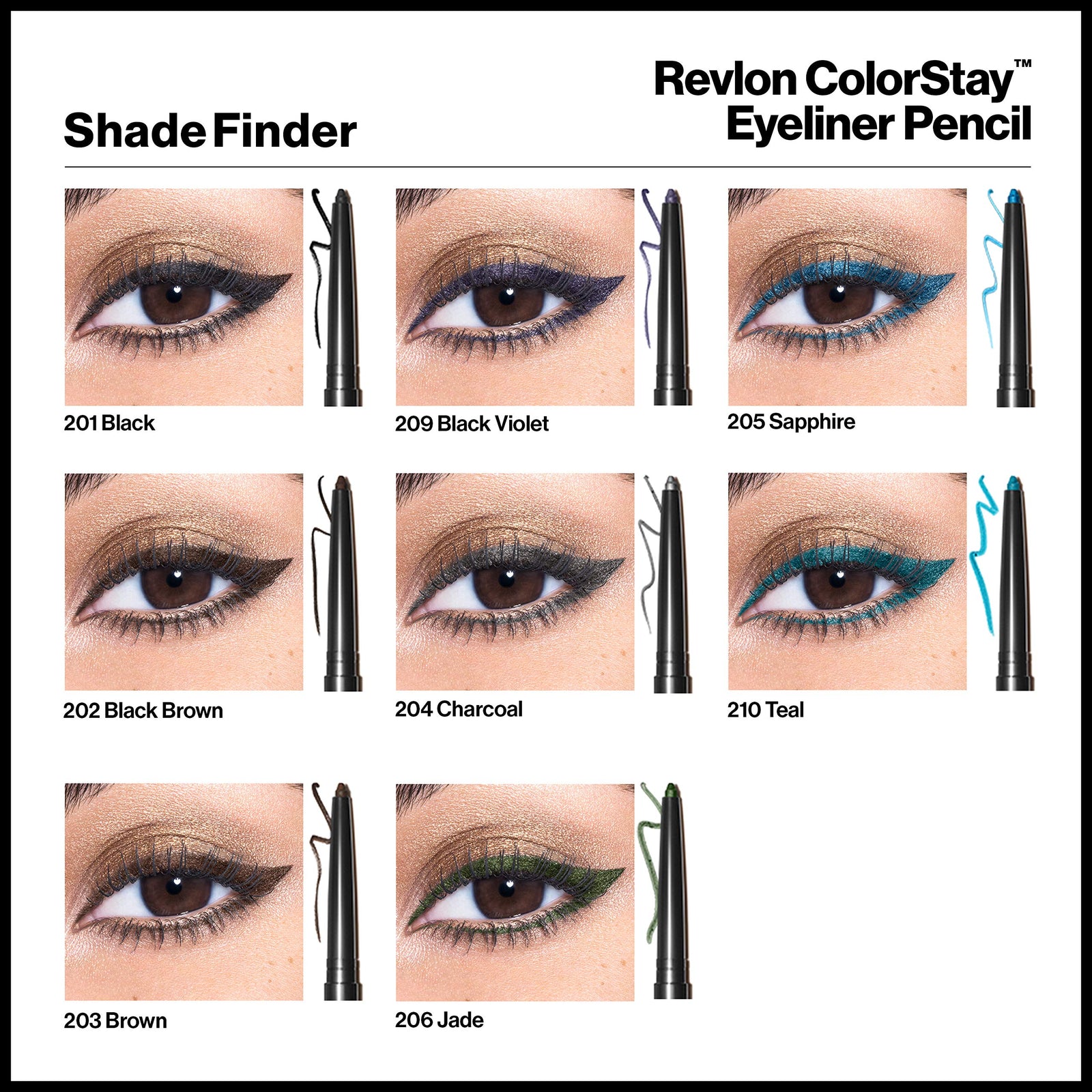 Revlon ColorStay Pencil Waterproof Eyeliner, Smudge-Proof, Eye Makeup with Built-In Sharpener, Stocking Stuffer for Women, 201 Black, 0.01 oz