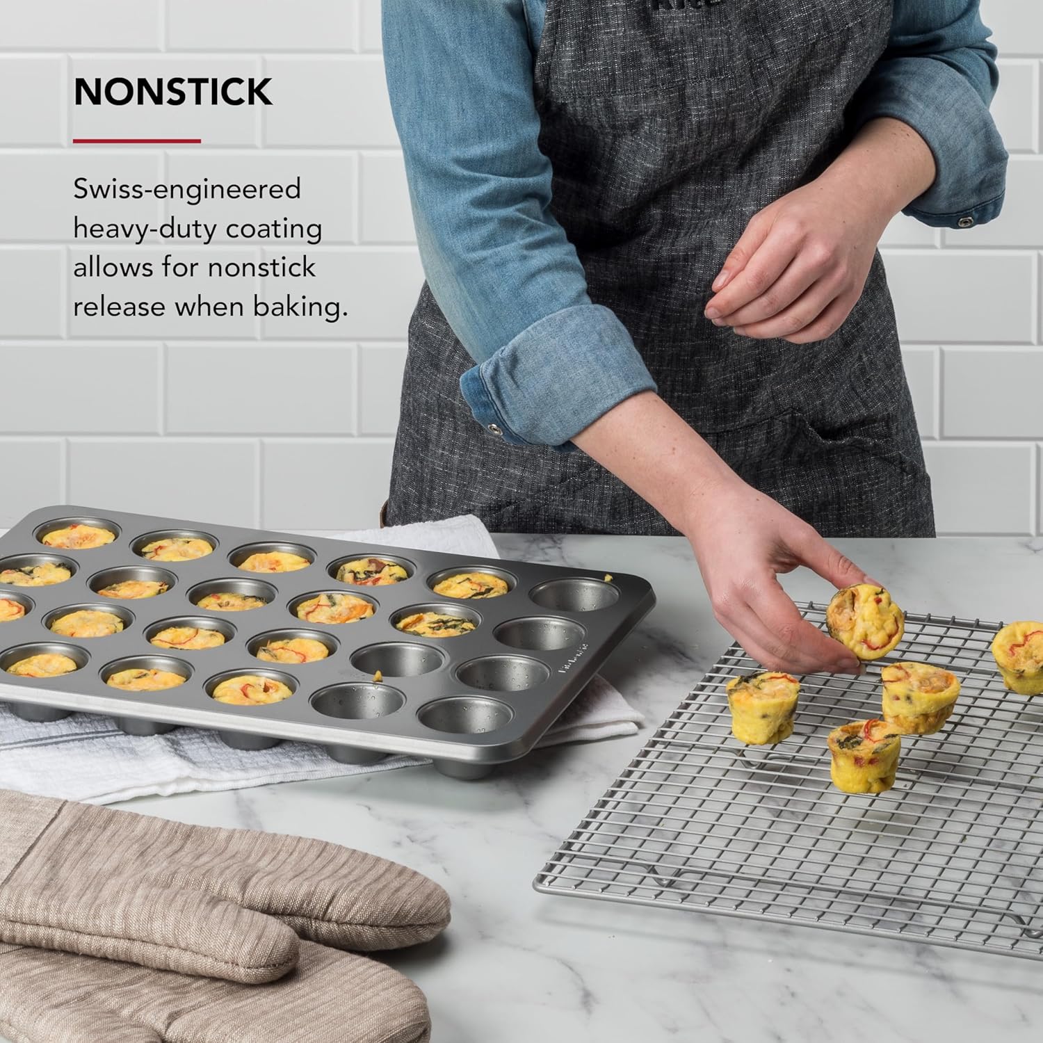 KitchenAid Non-stick Muffin Pan, 12 Cup, Evergreen