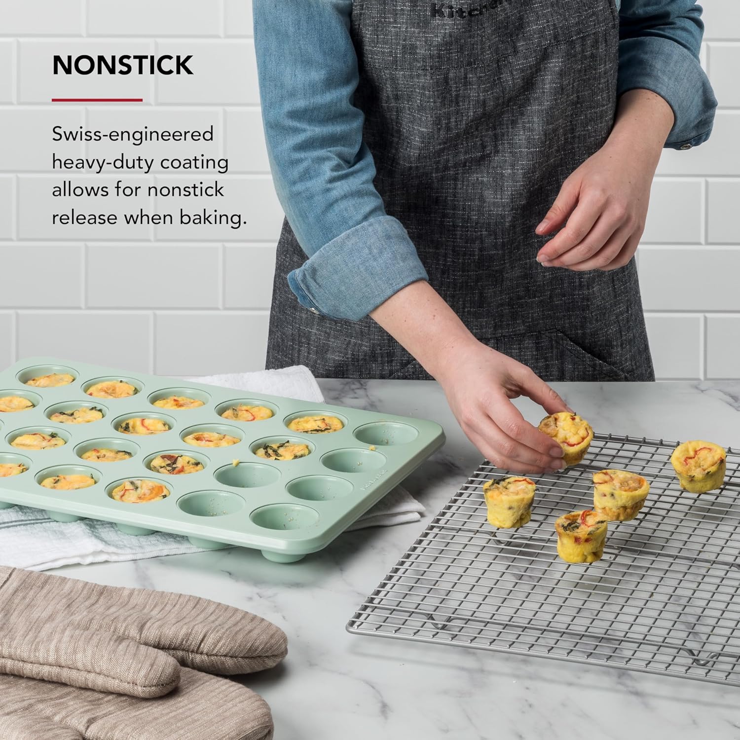 KitchenAid Non-stick Muffin Pan, 12 Cup, Evergreen