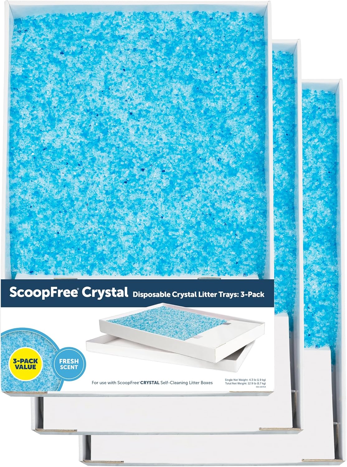 PetSafe ScoopFree Disposable Crystal Cat Litter Tray - Easy Cleaning Box - Refill Tray for Electric Litter Box - Fragrance Free - 4.3 lb Bags - 6 Pack