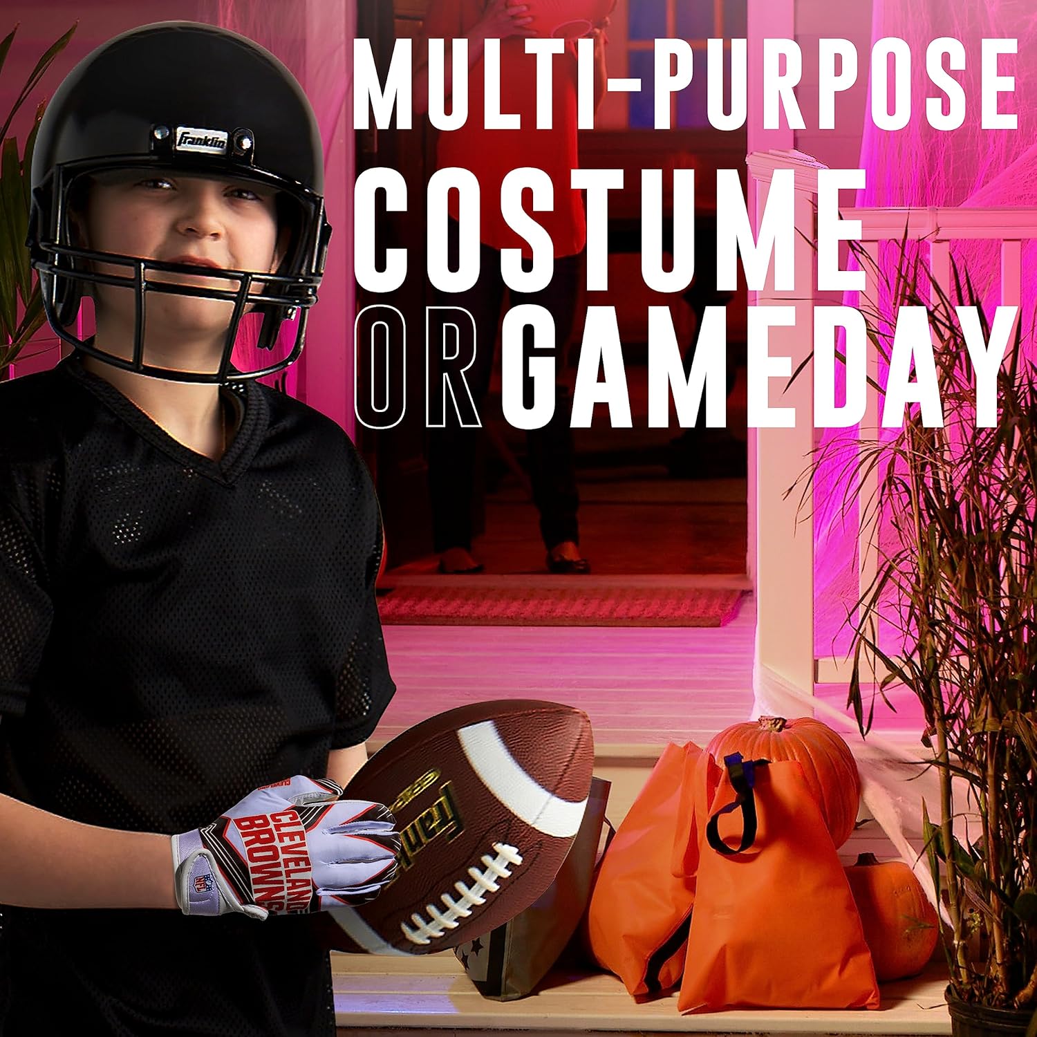 Franklin Sports Youth NFL Football Receiver Gloves - Kids Football Gloves Pair - NFL Team Logos and Silicone Palm