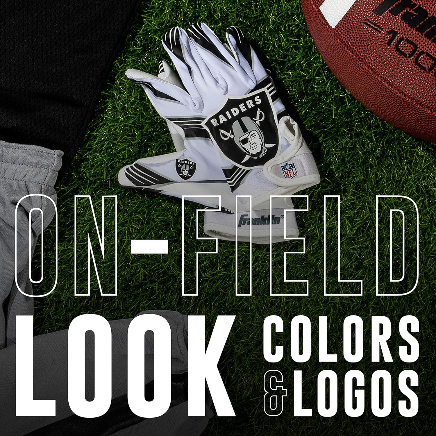 Franklin Sports Youth NFL Football Receiver Gloves - Kids Football Gloves Pair - NFL Team Logos and Silicone Palm