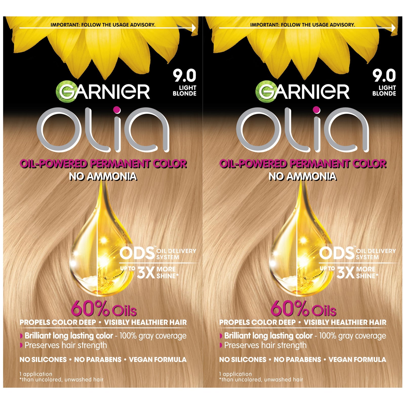 Garnier Hair Color Olia Ammonia-Free Brilliant Color Oil-Rich Permanent Hair Dye, 9 1/2.1 Lightest Ash Blonde, 1 Count (Packaging May Vary)