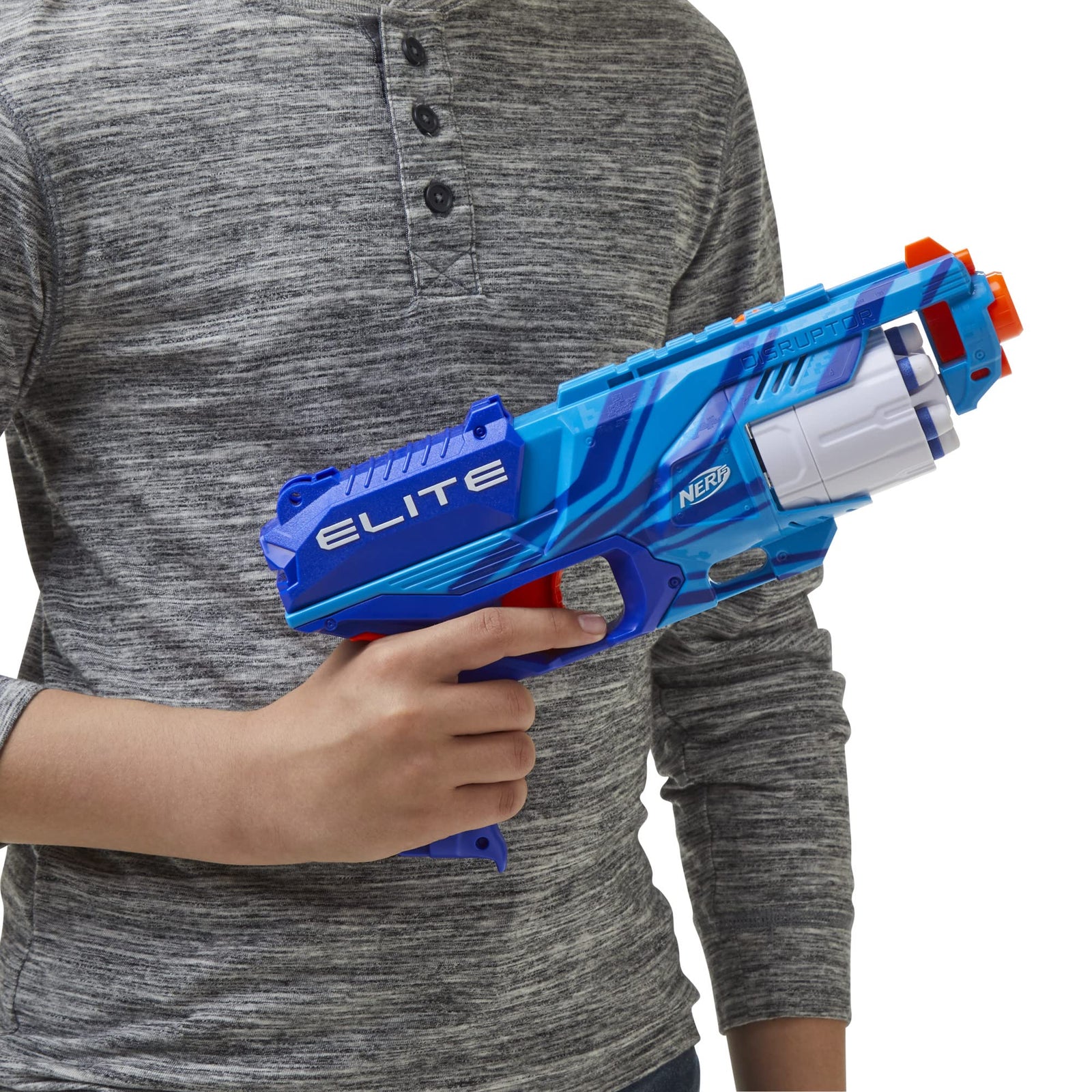 NERF Elite Disrupter Blaster - 6-Dart Rotating Drum, Slam Fire, Translucent Red (Amazon Exclusive)