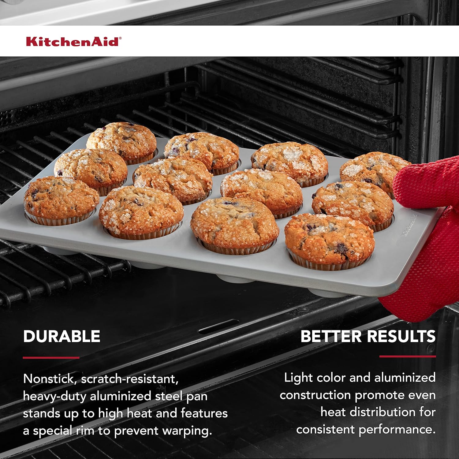KitchenAid Non-stick Muffin Pan, 12 Cup, Evergreen