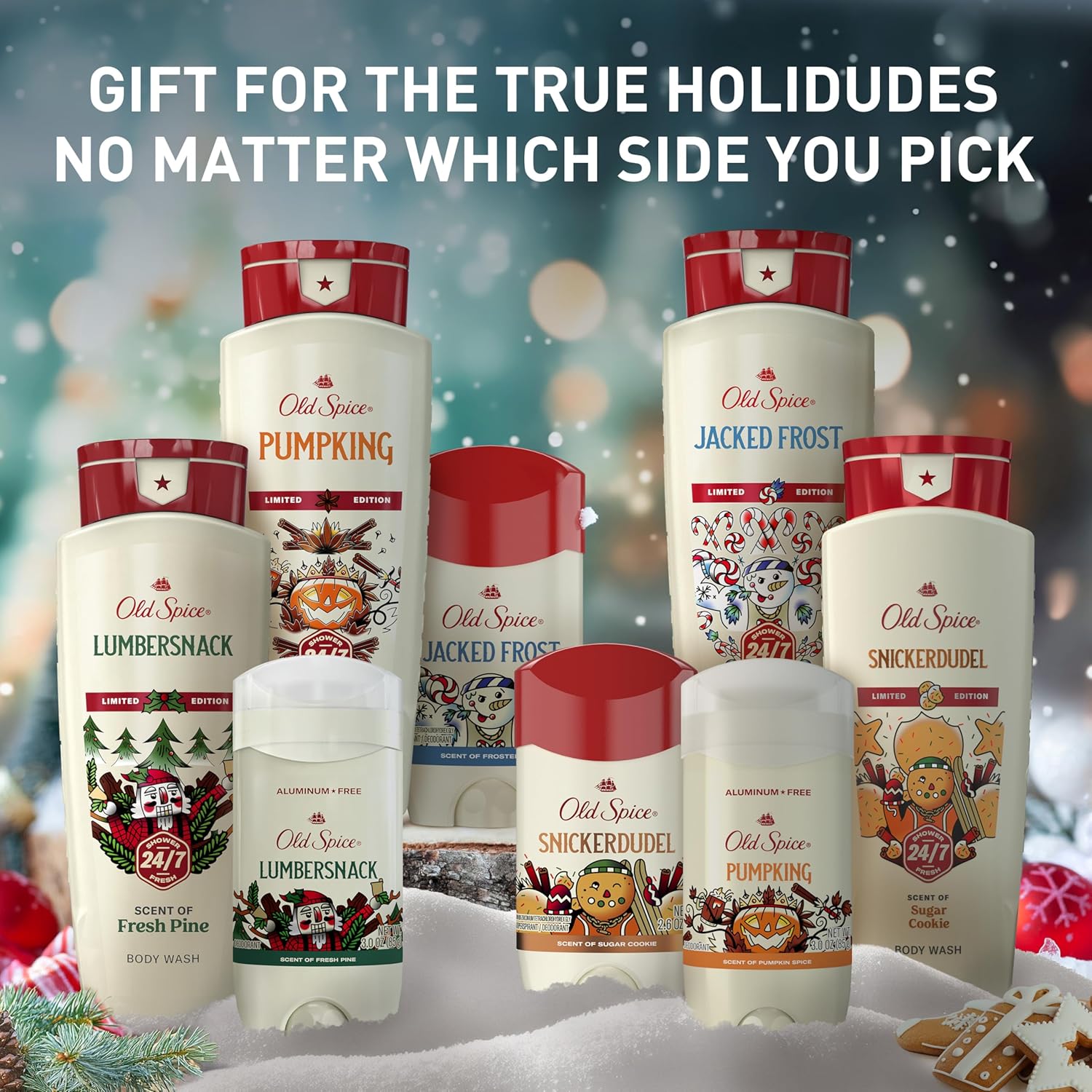 Old Spice Body Wash for Men, Holidudes Holiday Edition, 24/7 Holiday Freshness, Lasting Scent and Rich Lather, Stocking Stuffer, Lumbersnack with Fresh Pine Scent, 16 oz