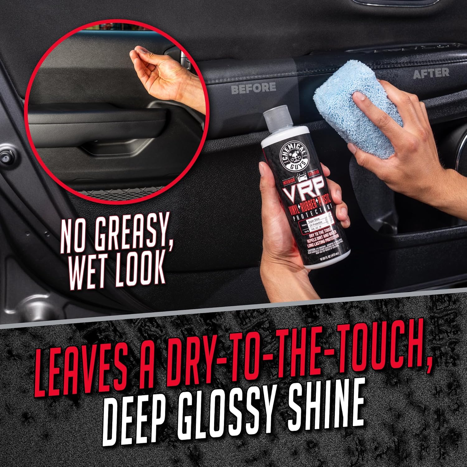 Chemical Guys VRP Vinyl, Rubber, and Plastic Dressing - Tire Dressing, Non-Greasy, Dry-to-the-Touch Shine for Tires, Trim, and More, Safe for Cars, Trucks, SUVs, RVs & More - 16 oz