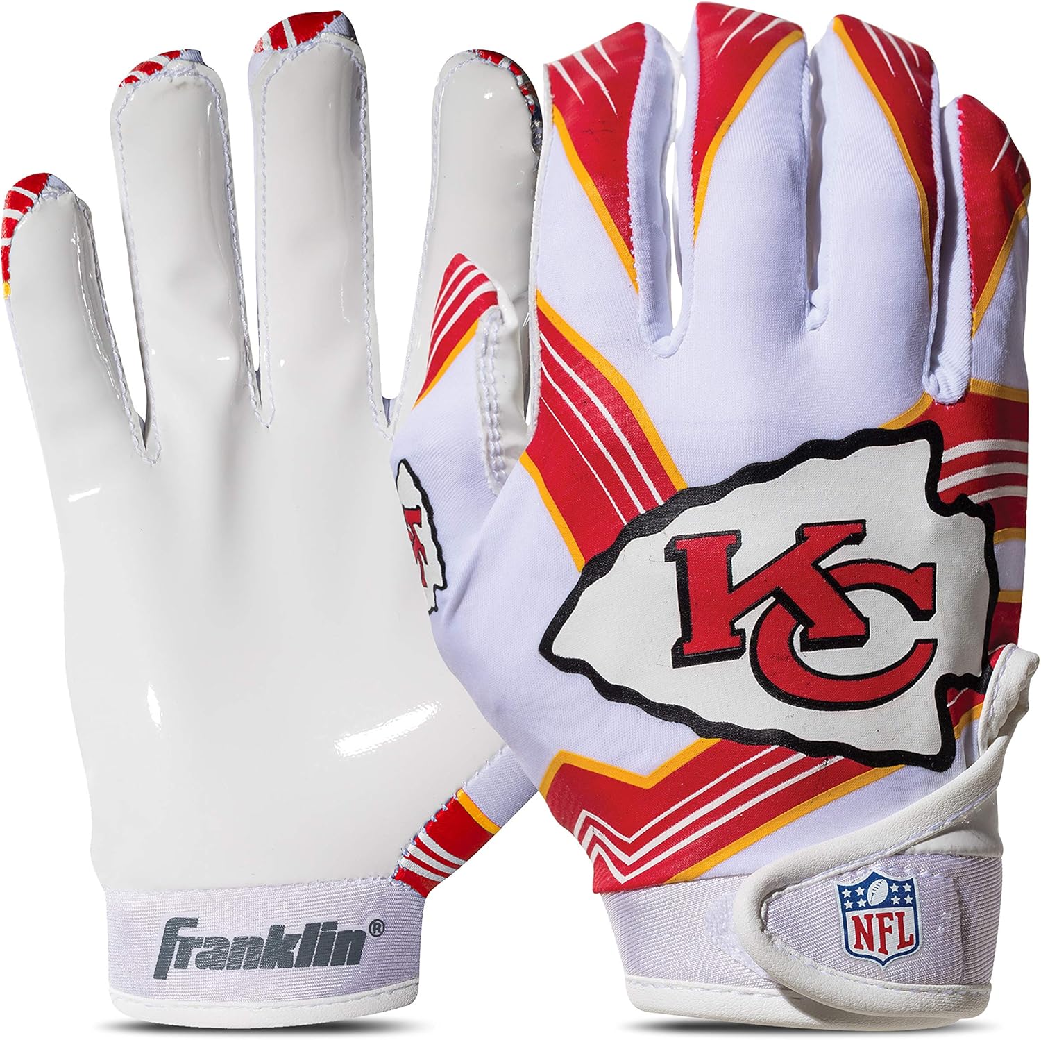 Franklin Sports Youth NFL Football Receiver Gloves - Kids Football Gloves Pair - NFL Team Logos and Silicone Palm