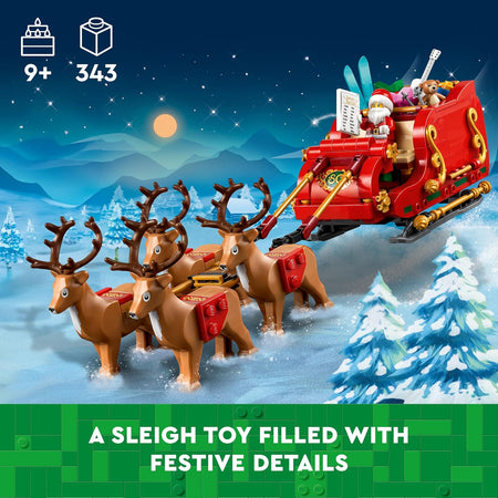 LEGO Santa's Sleigh - Building Toys for Kids, Boys & Girls, Ages 9+ - Indoor Christmas Decorations for Home W/Santa Claus Figurine & Reindeer - Gifts for Boys & Girls - 40499