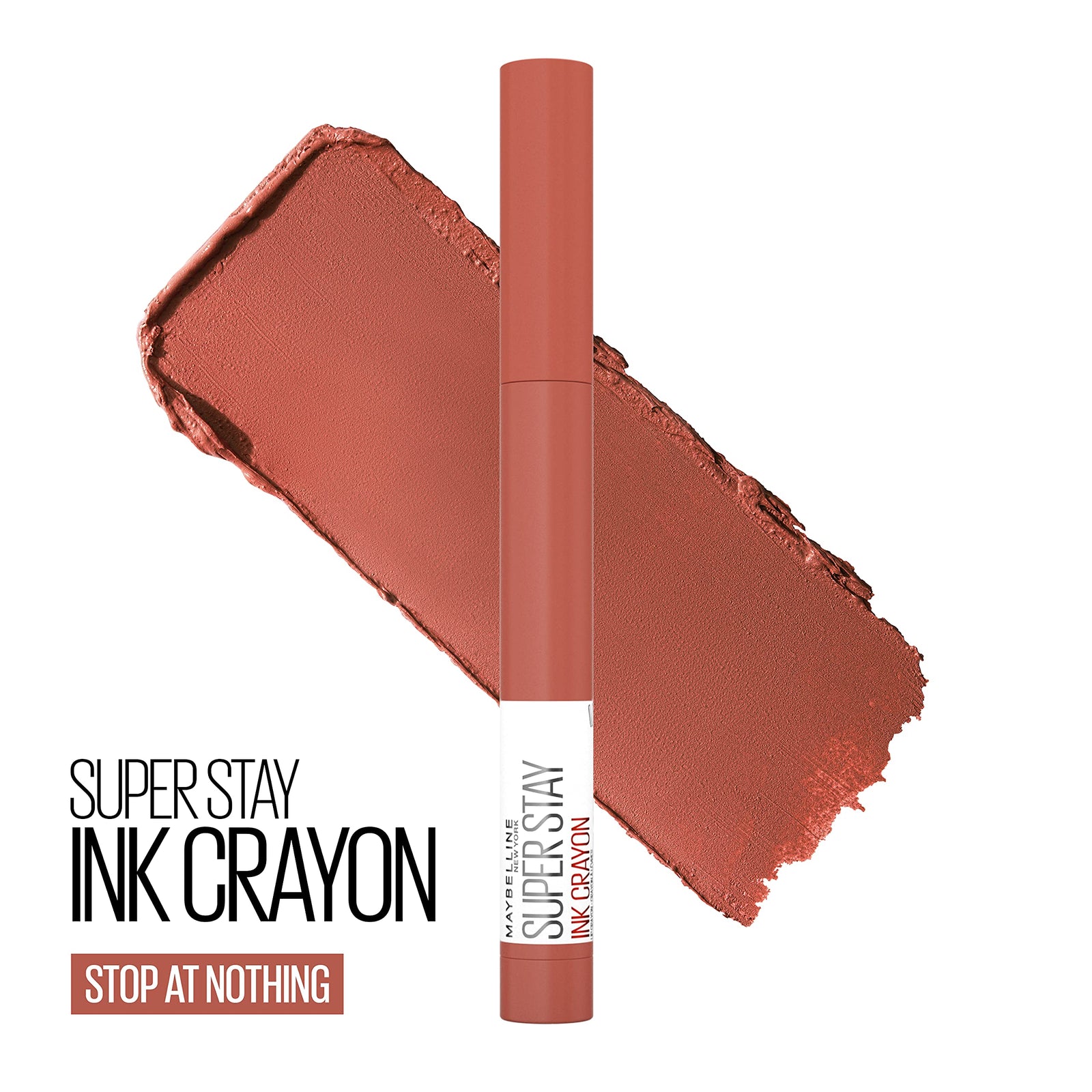 Maybelline Super Stay Ink Crayon Lipstick Makeup, Precision Tip Matte Lip Crayon with Built-in Sharpener, Longwear Up To 8Hrs, Rise To The Top, Burnt Sienna, 1 Count