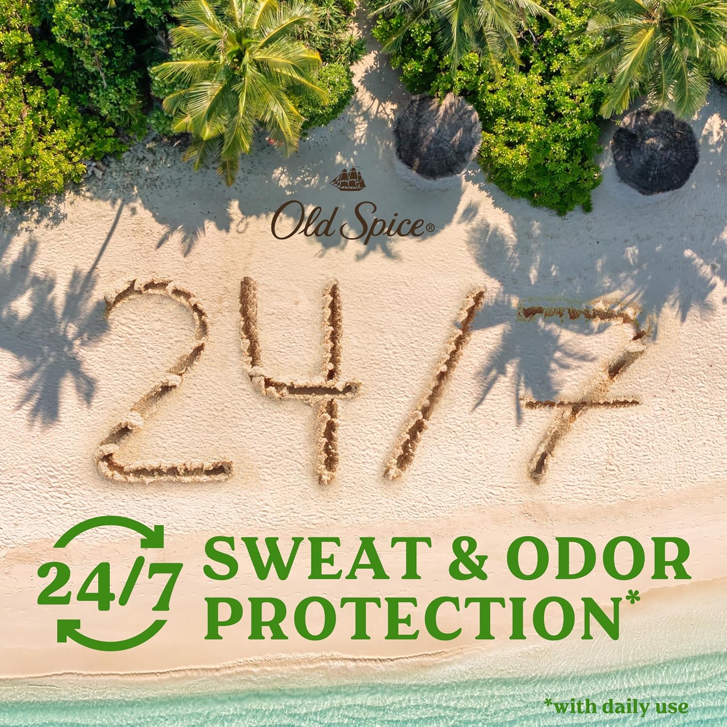 Old Spice Men's Antiperspirant & Deodorant, 24/7 Lasting Freshness, Advanced Sweat & Odor Protection with Skin Conditioners, Invisible Solid, Fiji with Palm Tree Scent, 3.4 oz (Pack of 3)