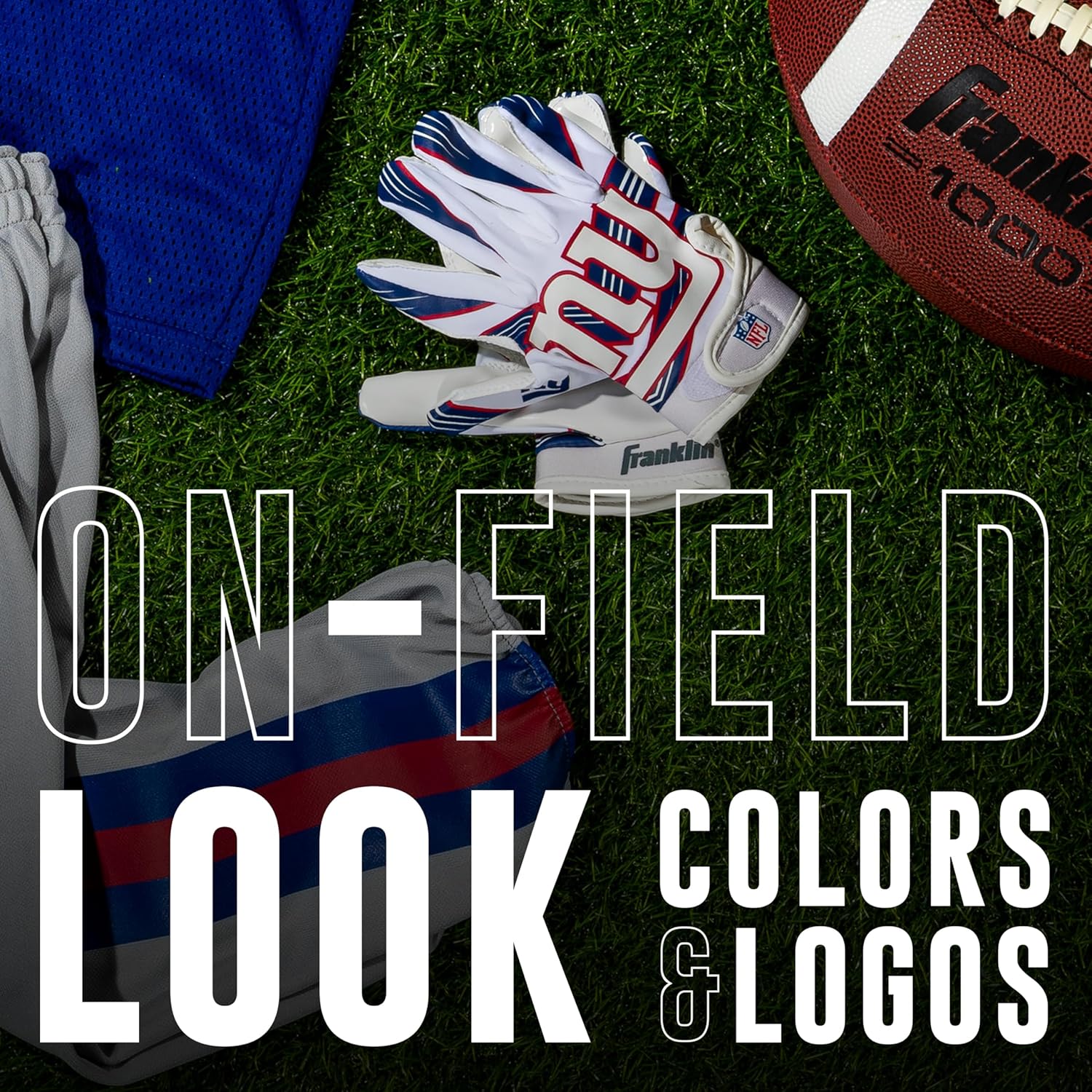 Franklin Sports Youth NFL Football Receiver Gloves - Kids Football Gloves Pair - NFL Team Logos and Silicone Palm