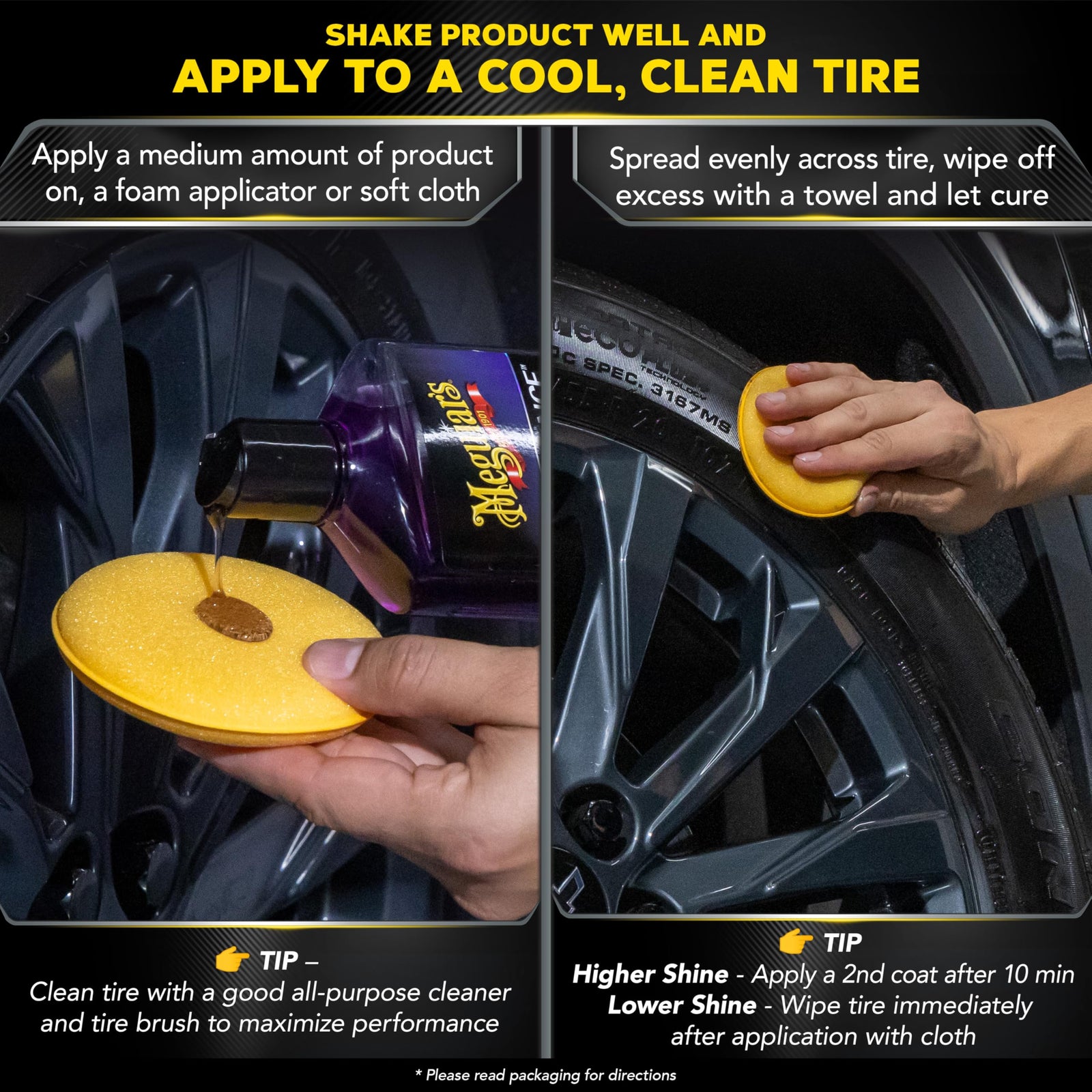 Meguiar's G7516 Endurance Tire Gel, Premium Tire Gel for a Lasting Glossy Shine - 16 Oz Bottle, PURPLE