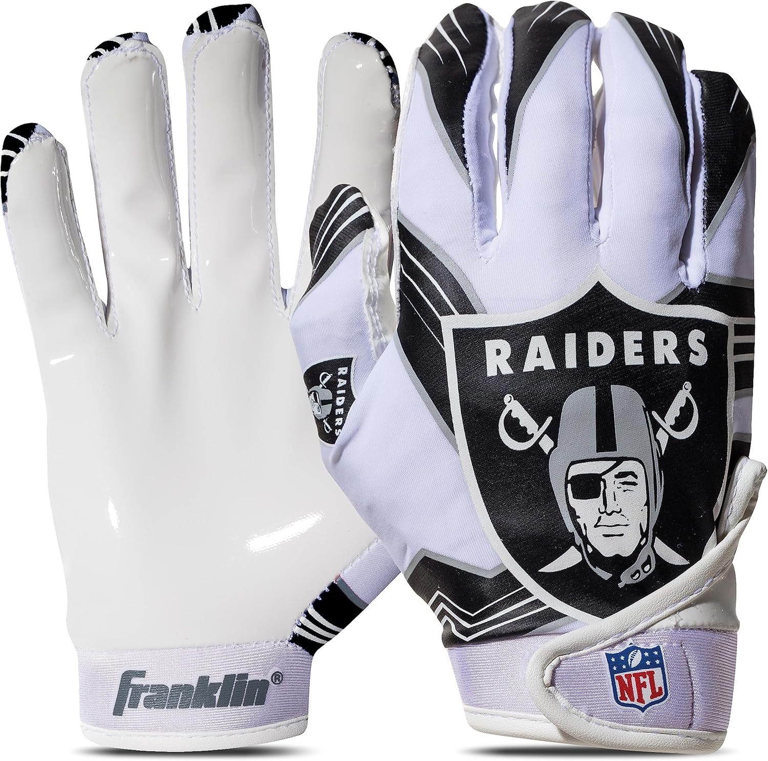 Franklin Sports Youth NFL Football Receiver Gloves - Kids Football Gloves Pair - NFL Team Logos and Silicone Palm