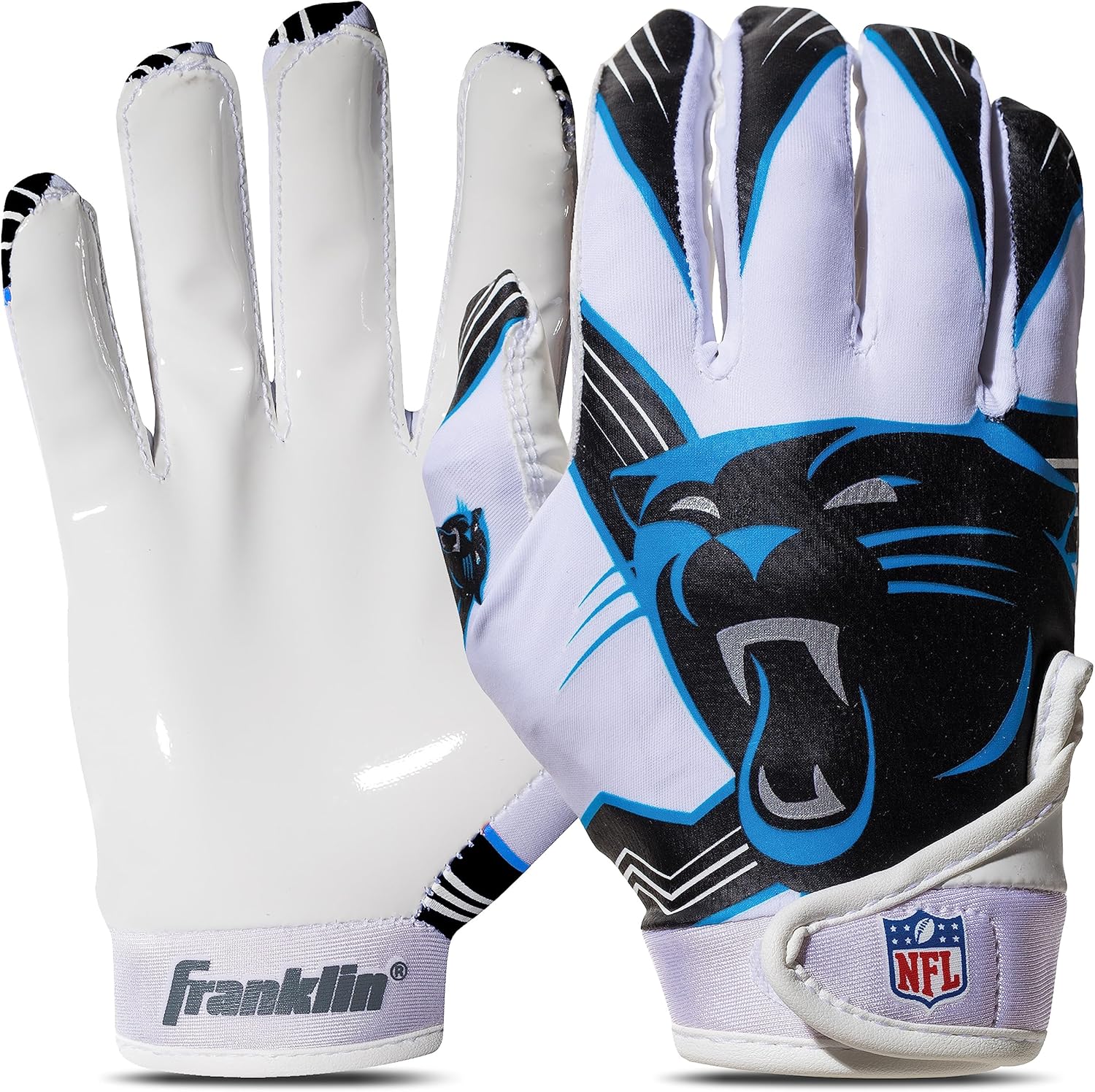 Franklin Sports Youth NFL Football Receiver Gloves - Kids Football Gloves Pair - NFL Team Logos and Silicone Palm