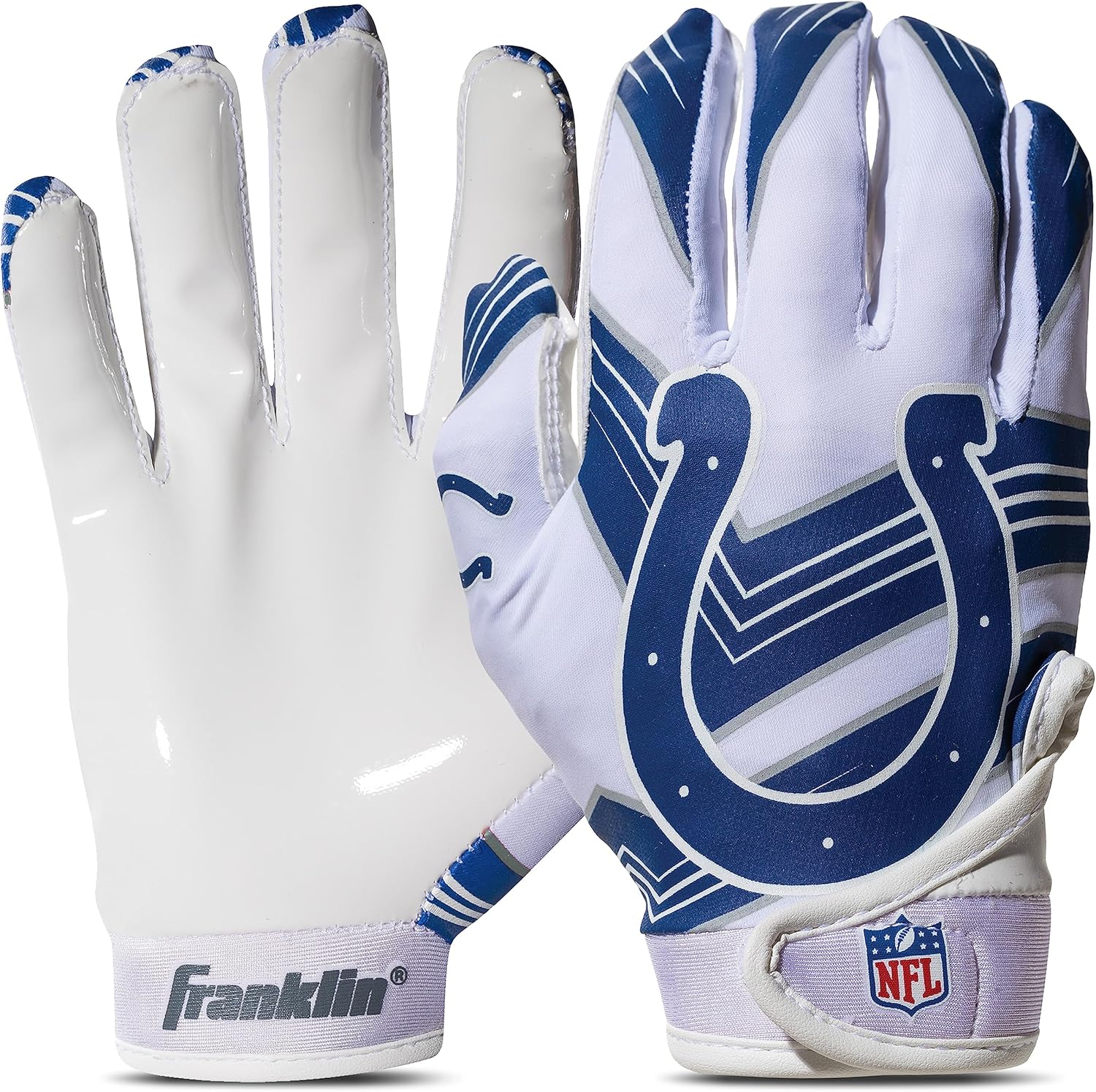 Franklin Sports Youth NFL Football Receiver Gloves - Kids Football Gloves Pair - NFL Team Logos and Silicone Palm