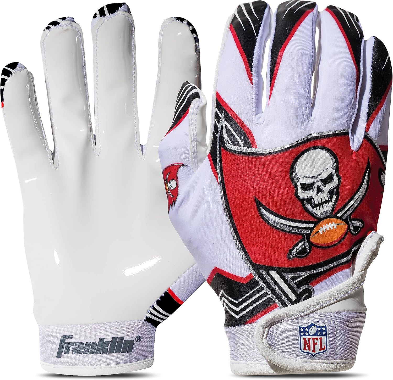 Franklin Sports Youth NFL Football Receiver Gloves - Kids Football Gloves Pair - NFL Team Logos and Silicone Palm