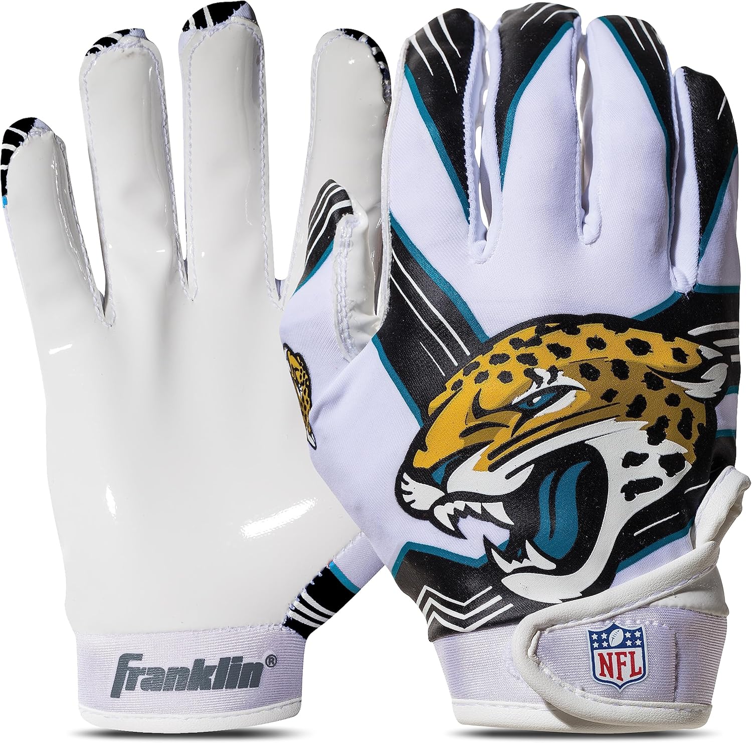 Franklin Sports Youth NFL Football Receiver Gloves - Kids Football Gloves Pair - NFL Team Logos and Silicone Palm