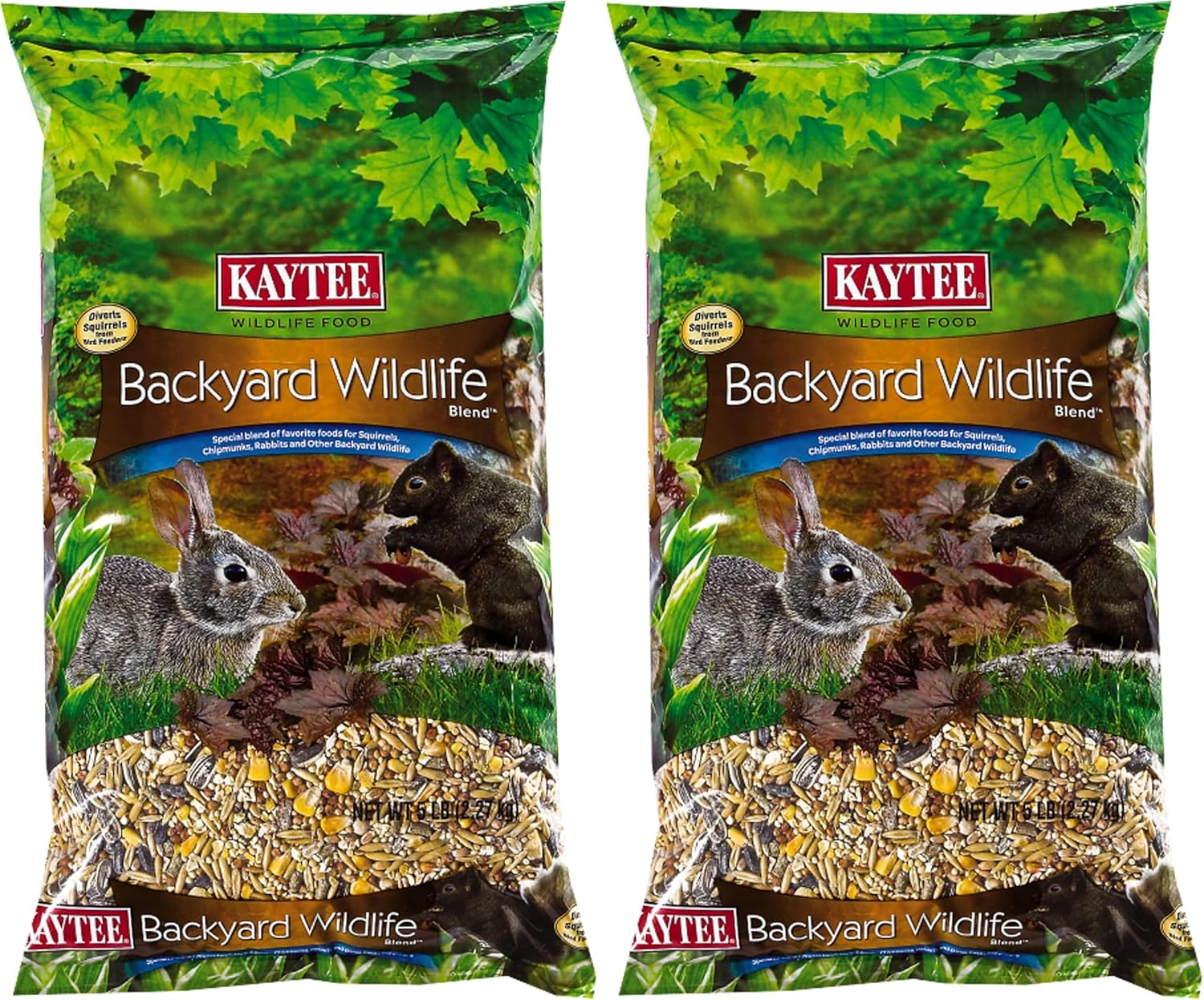 Kaytee Wildlife Food, for Squirrels Chipmunks Rabbits, 5 Pound | Pack of 2
