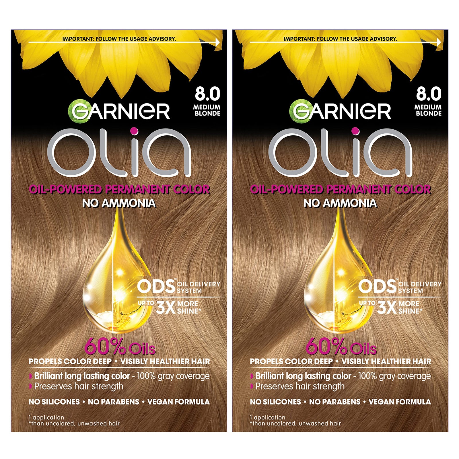 Garnier Hair Color Olia Ammonia-Free Brilliant Color Oil-Rich Permanent Hair Dye, 9 1/2.1 Lightest Ash Blonde, 1 Count (Packaging May Vary)