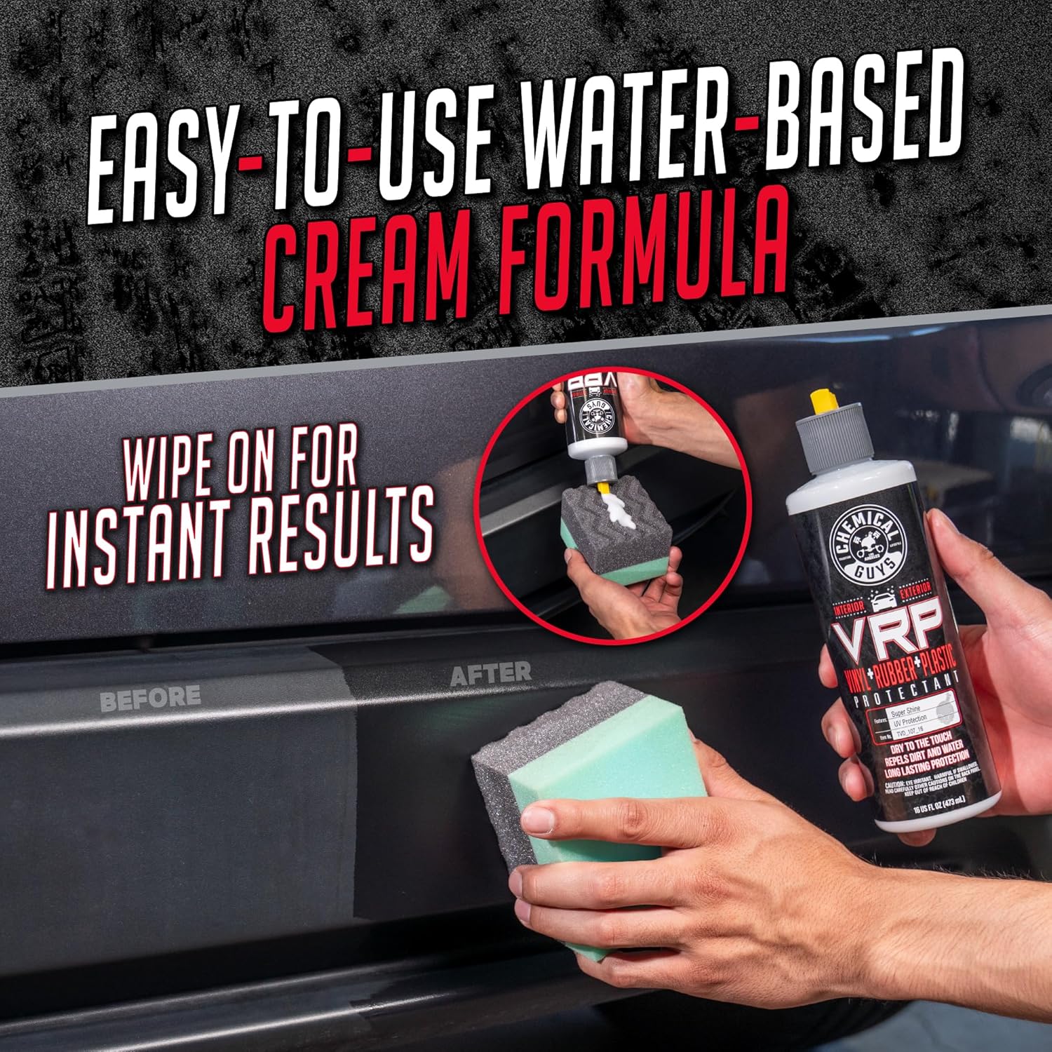 Chemical Guys VRP Vinyl, Rubber, and Plastic Dressing - Tire Dressing, Non-Greasy, Dry-to-the-Touch Shine for Tires, Trim, and More, Safe for Cars, Trucks, SUVs, RVs & More - 16 oz